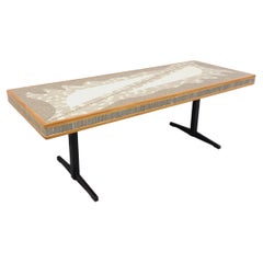 Table basse vintage Berthold Müller en mosaïque, bois et métal des années 50 60