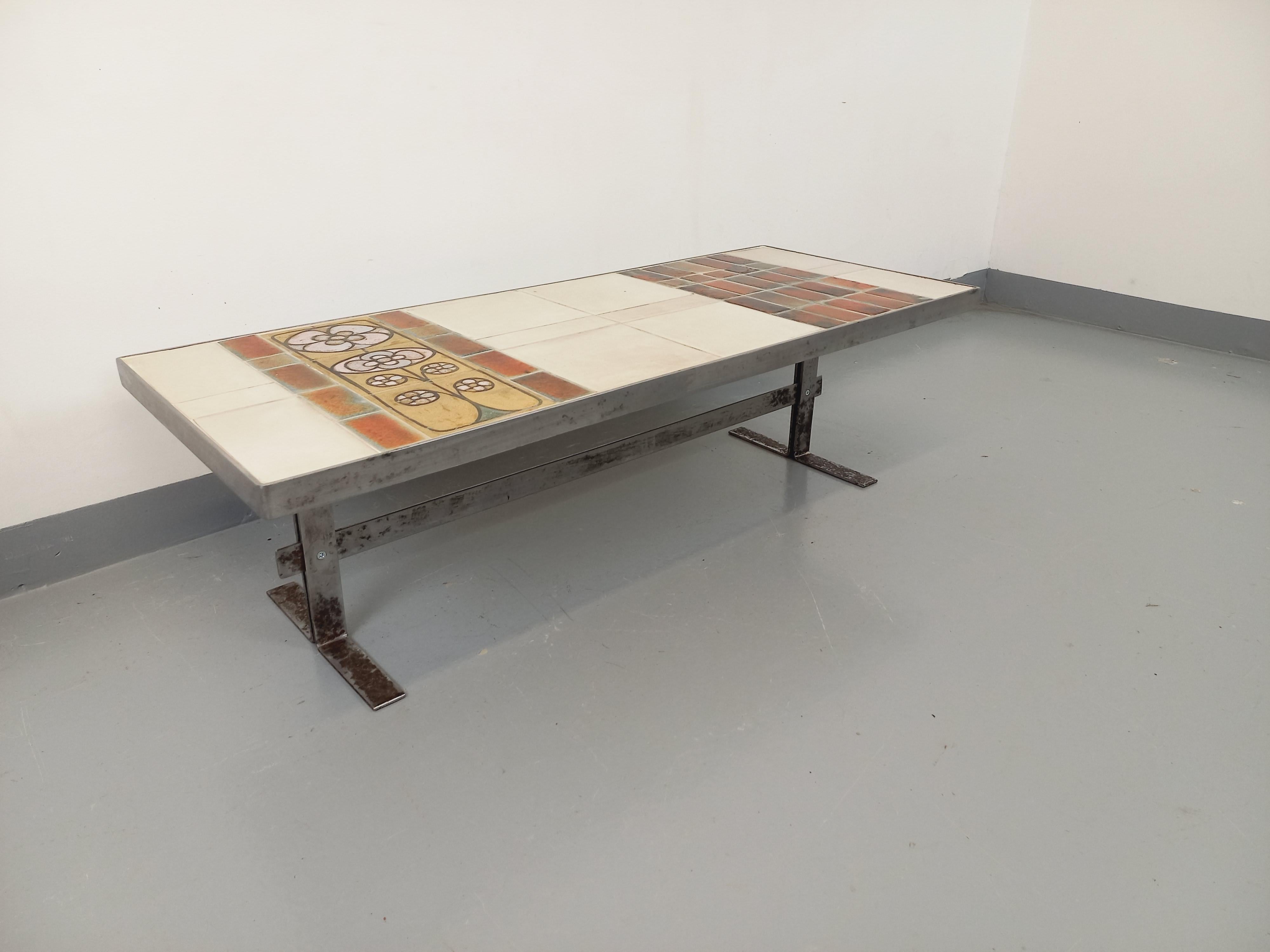 Métal Table basse vintage de Jean Gregorieff pour Roche Bobois des années 60 70 en vente