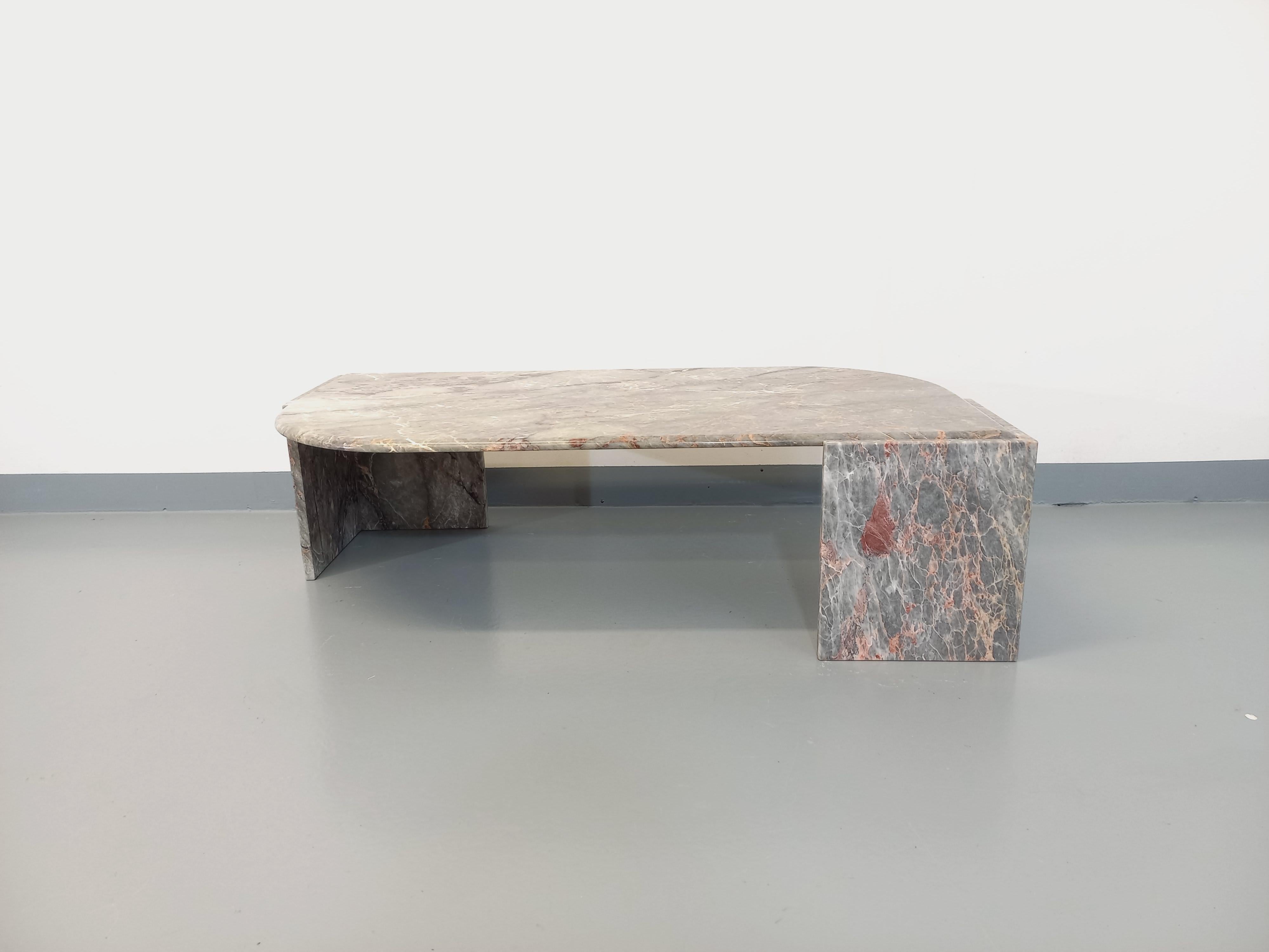 Table basse vintage en marbre gris des années 70 3