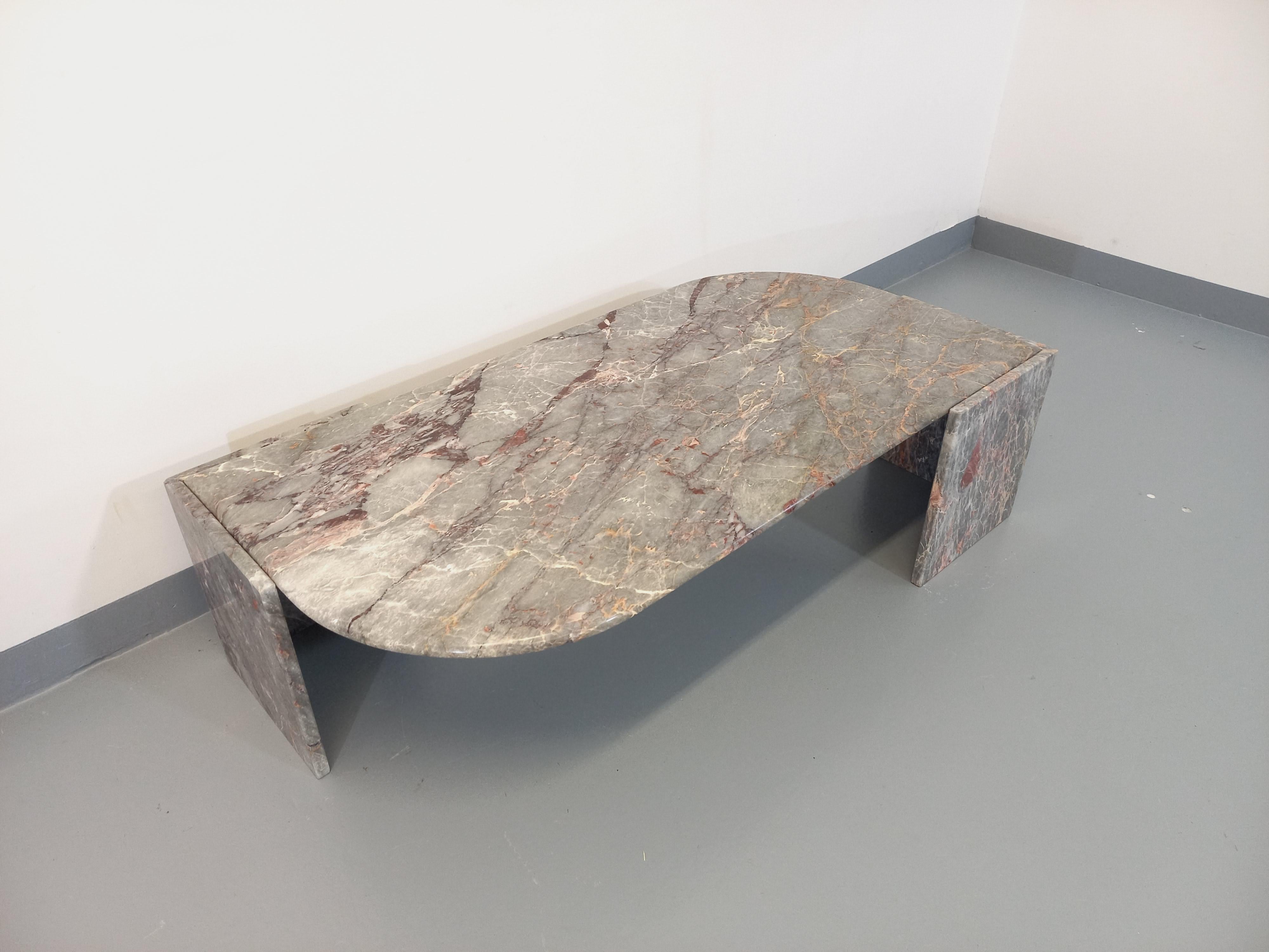 Table basse vintage en marbre gris des années 70 6