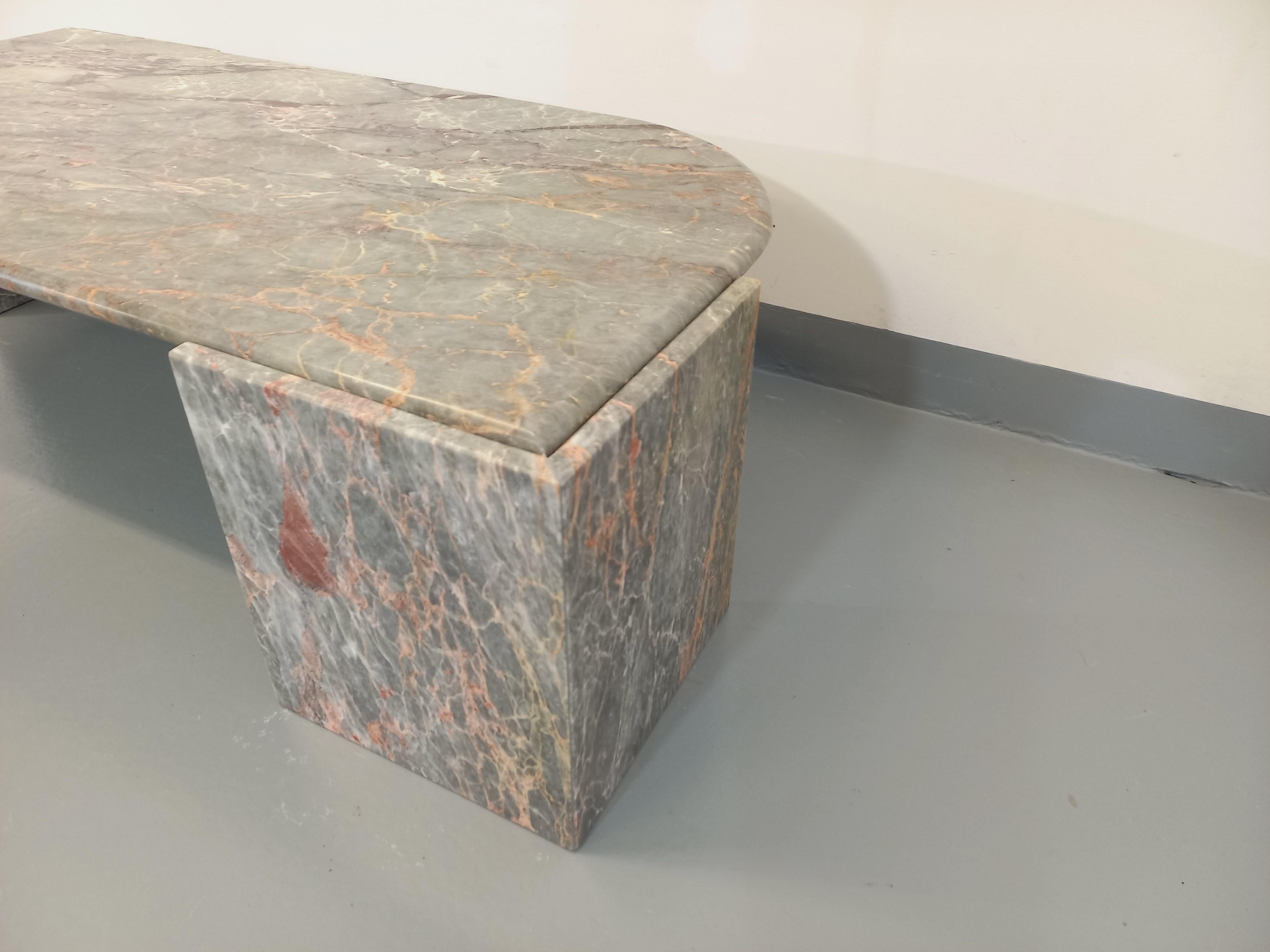 Table basse vintage en marbre gris des années 70 7