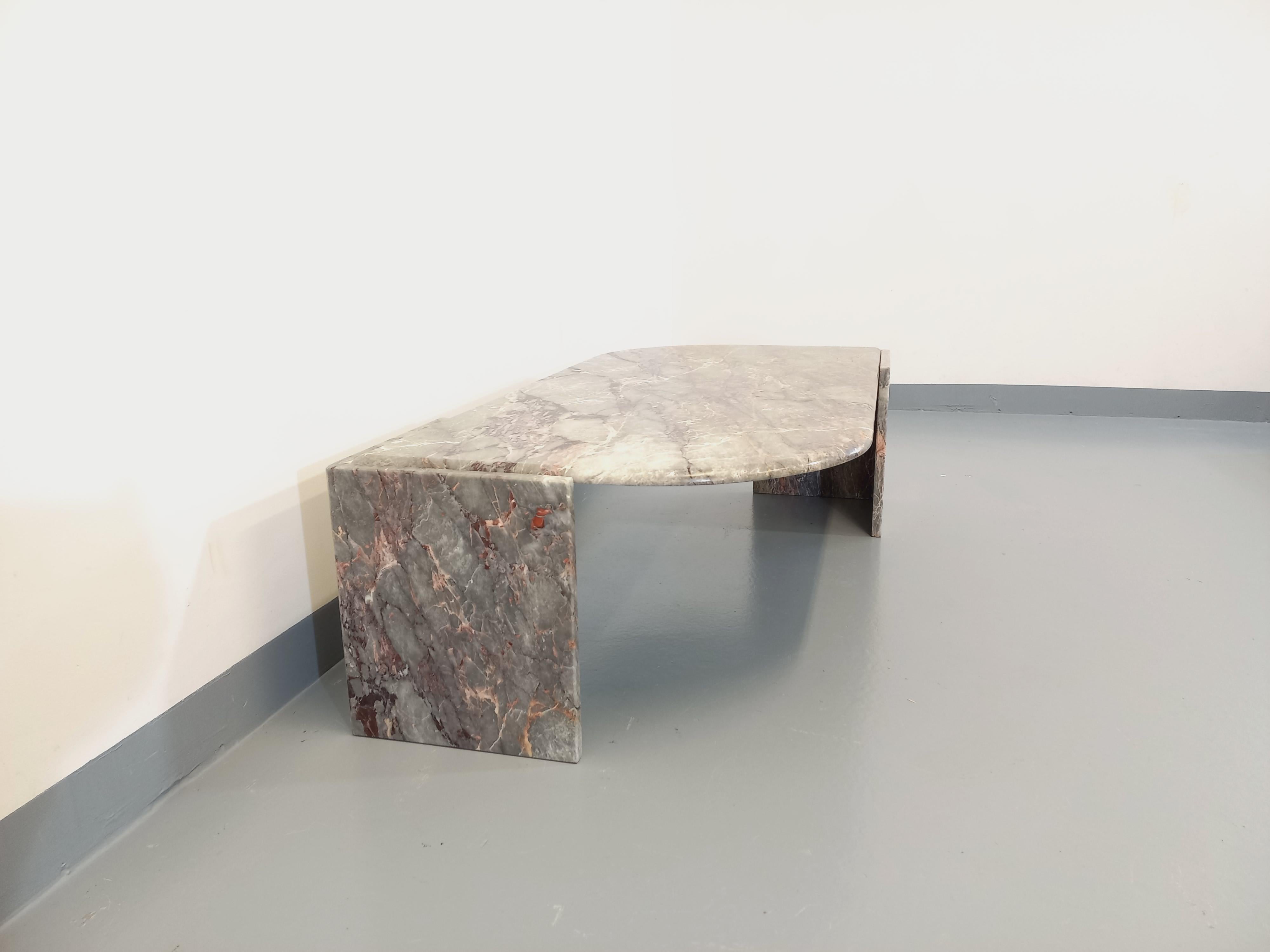 Table basse vintage en marbre gris des années 70 9