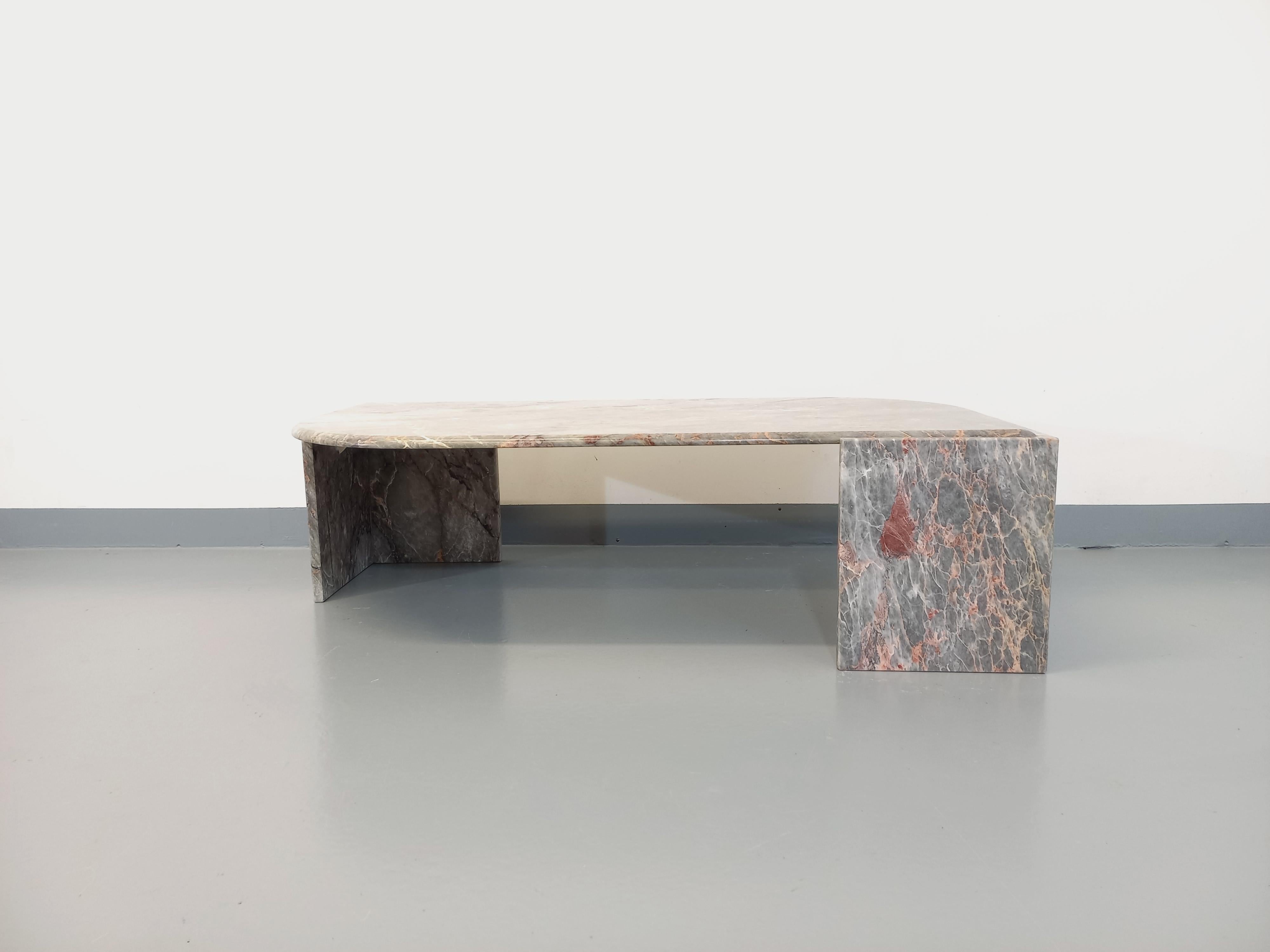 Table basse vintage en marbre gris des années 70 11