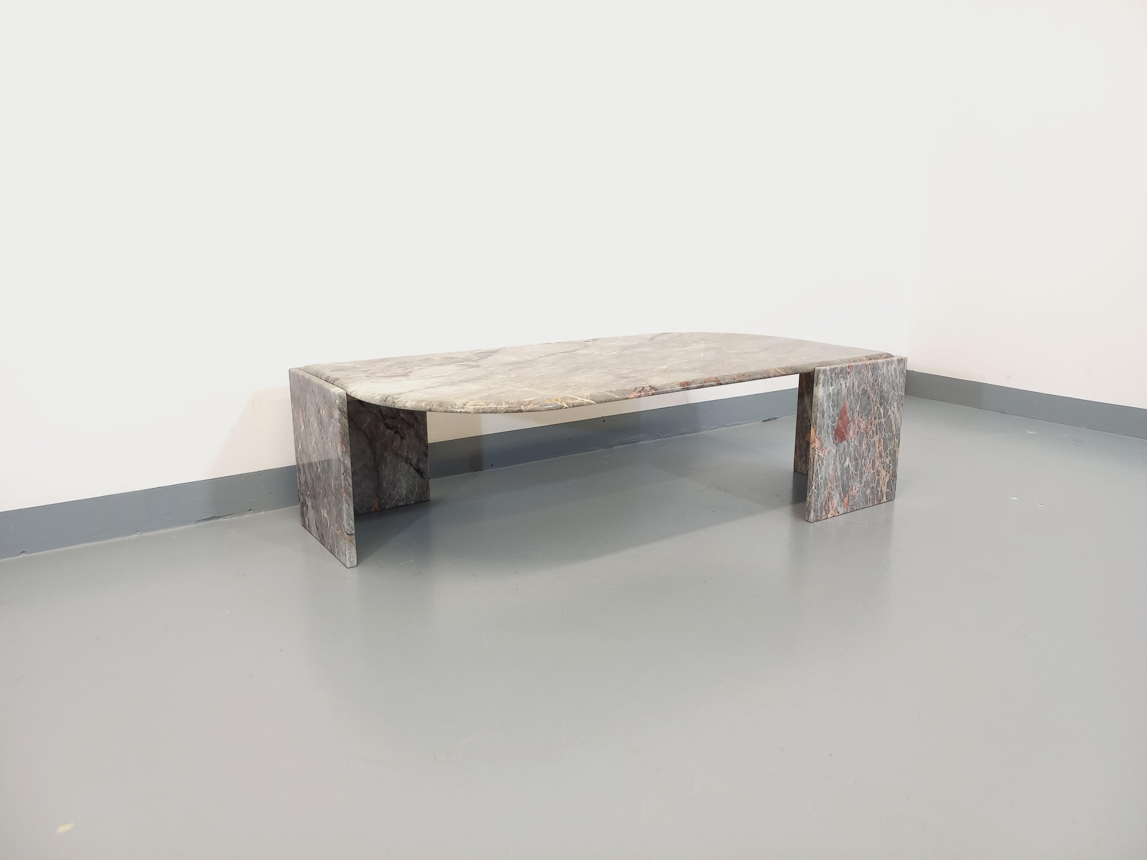 Marbre Table basse vintage en marbre gris des années 70