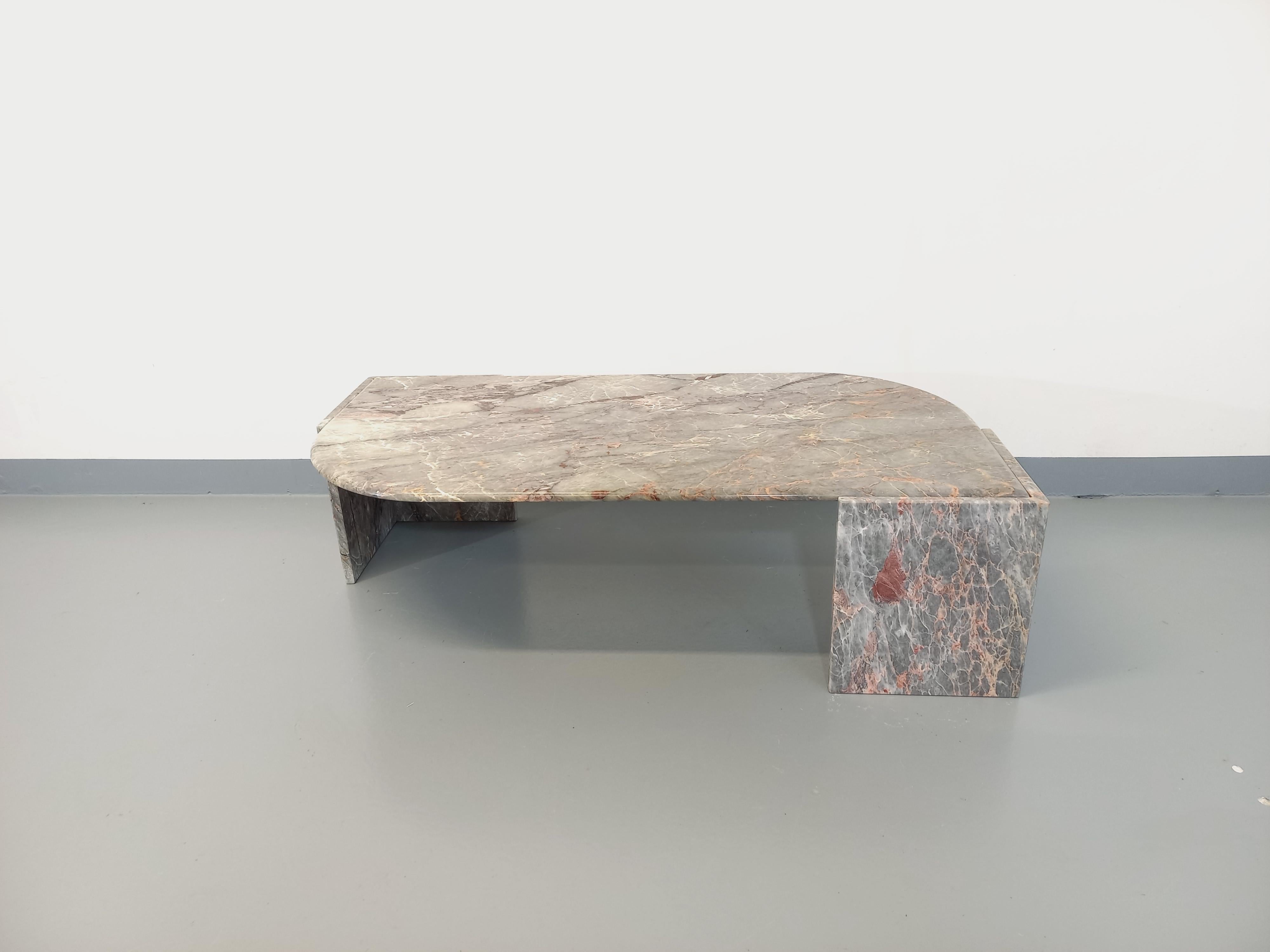 Table basse vintage en marbre gris des années 70 2