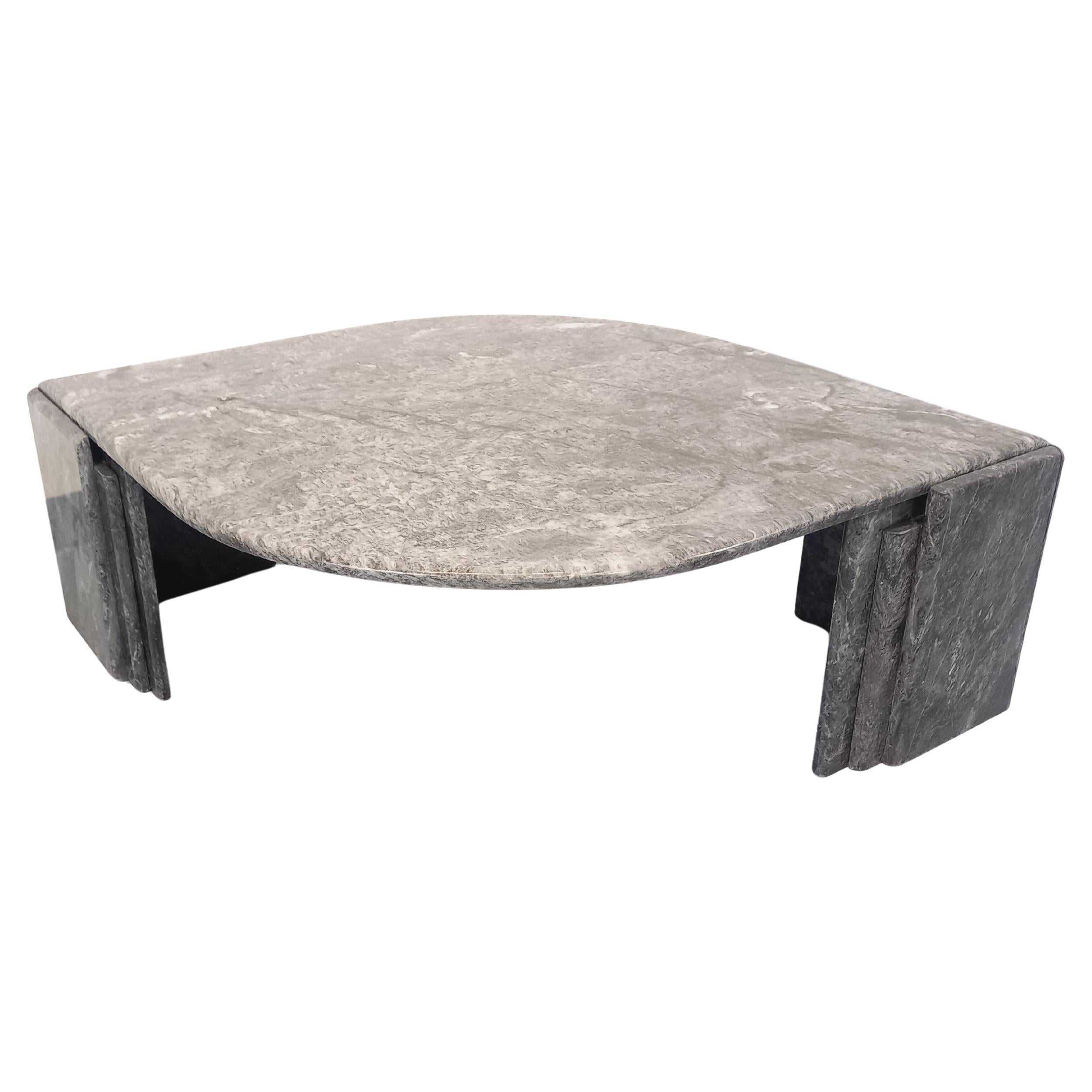 Table basse vintage en marbre gris des années 70