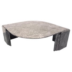 Table basse vintage en marbre gris des années 70