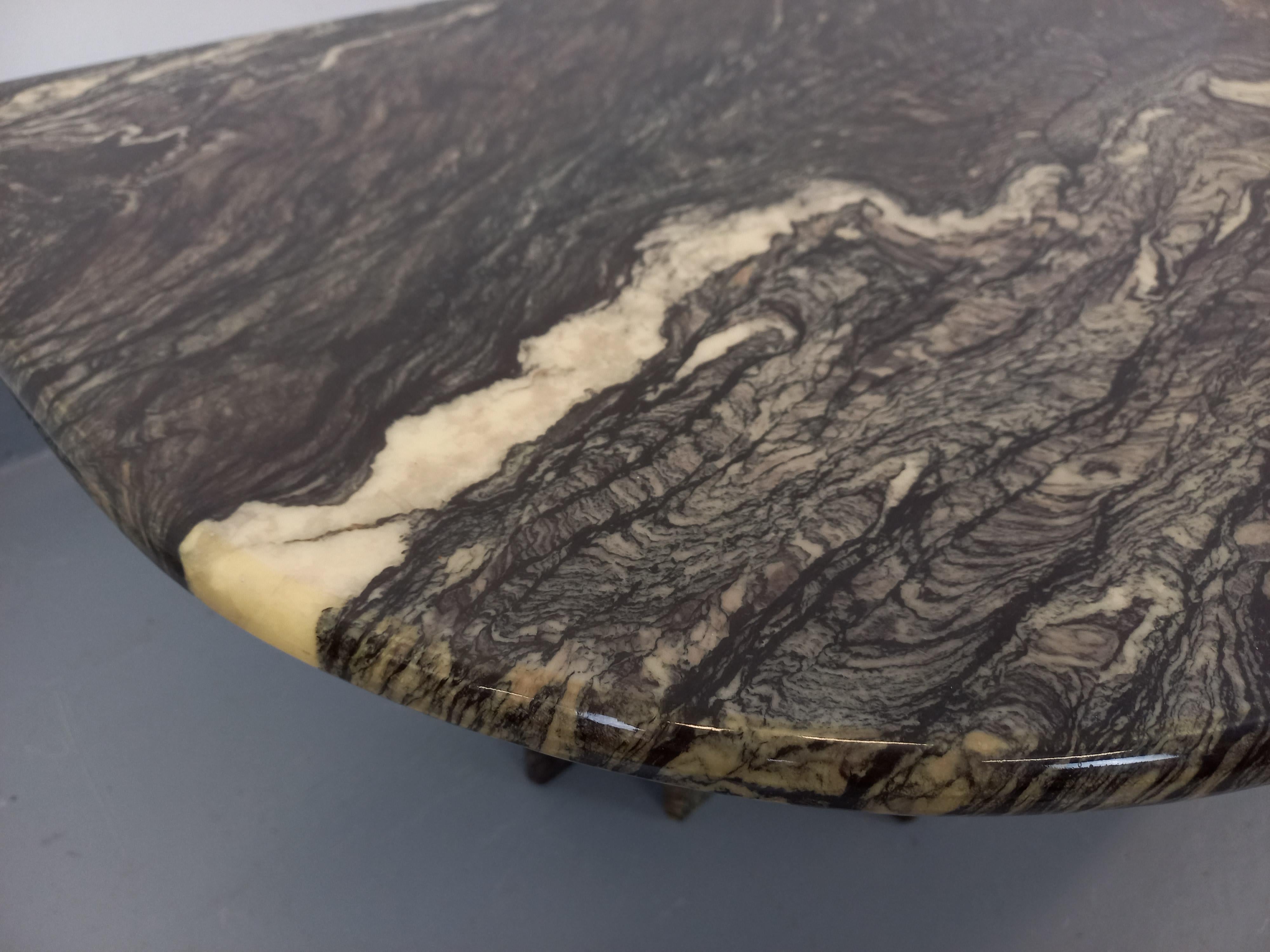 Table basse vintage en marbre gris vert des années 70 8