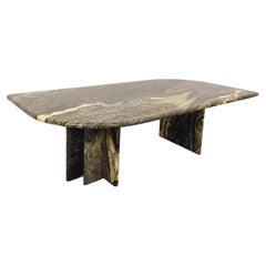 Table basse vintage en marbre gris vert des années 70
