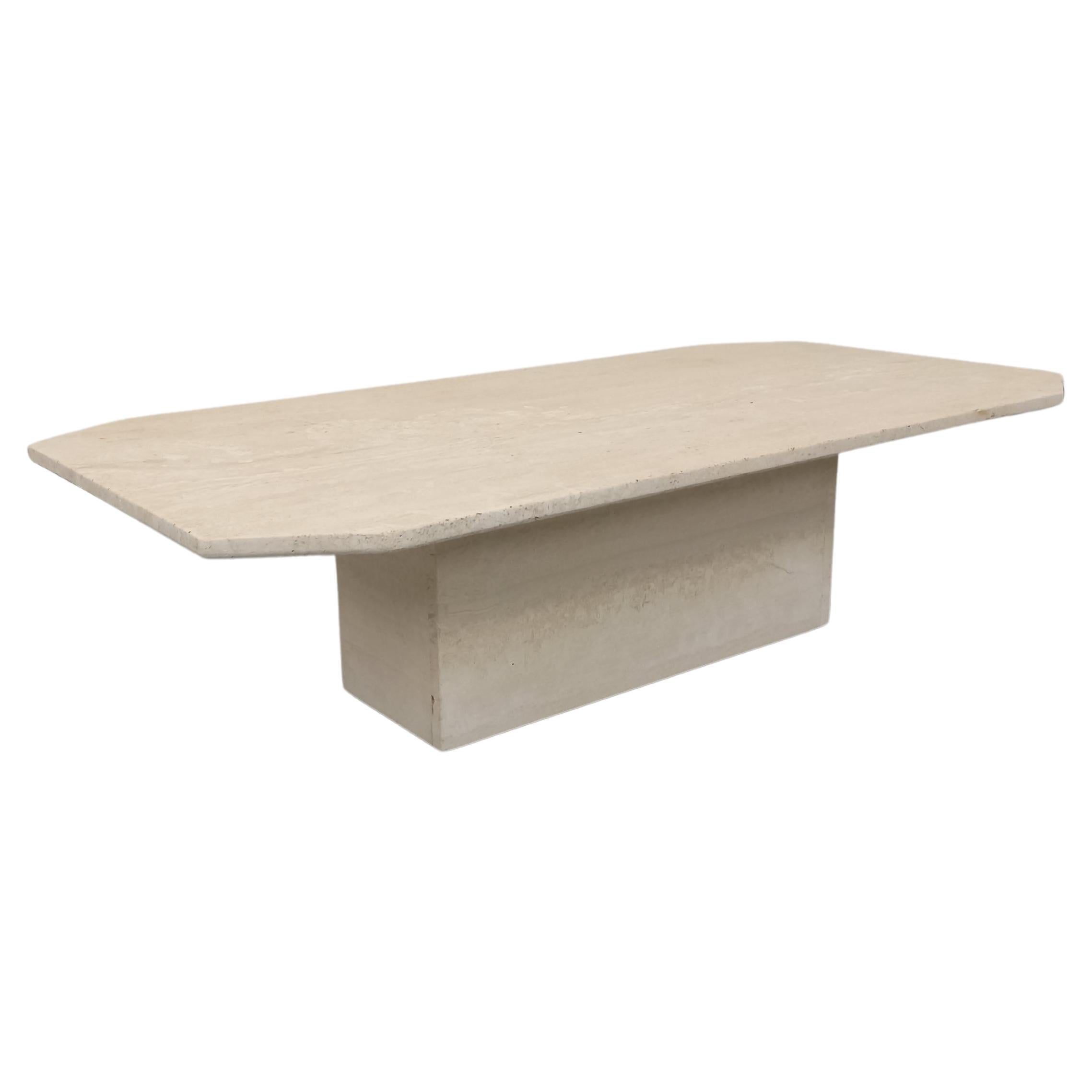 Table basse vintage en travertin des années 70 80