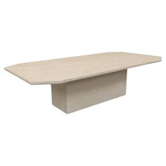 Table basse vintage en travertin des années 70 80
