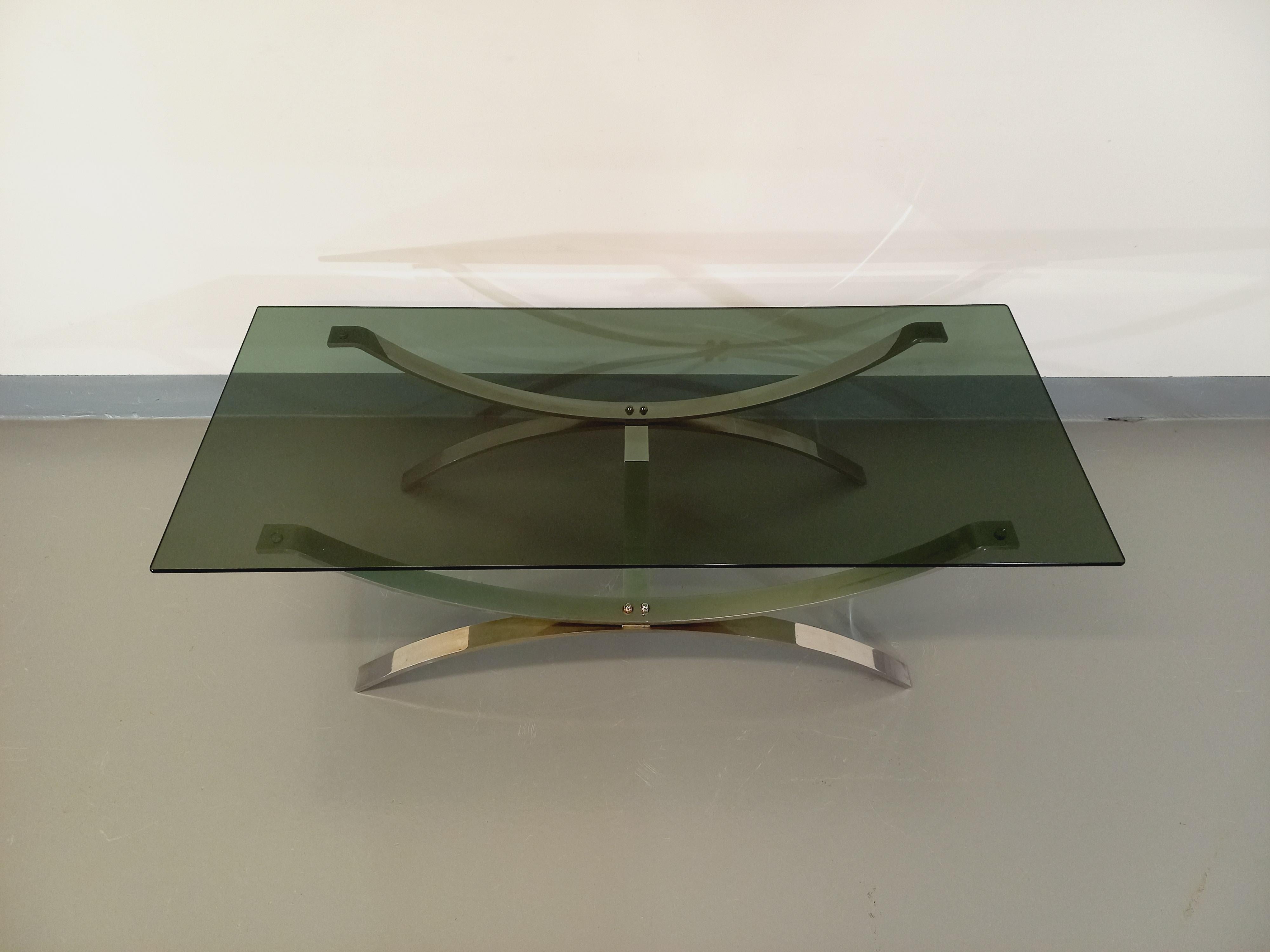 Fin du 20e siècle Table basse vintage en verre et métal chromé des années 70 en vente