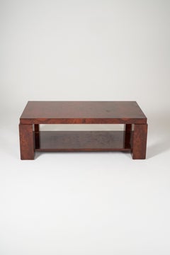 Vintage Lacquered Elm Burr Coffee Table, 1970s
