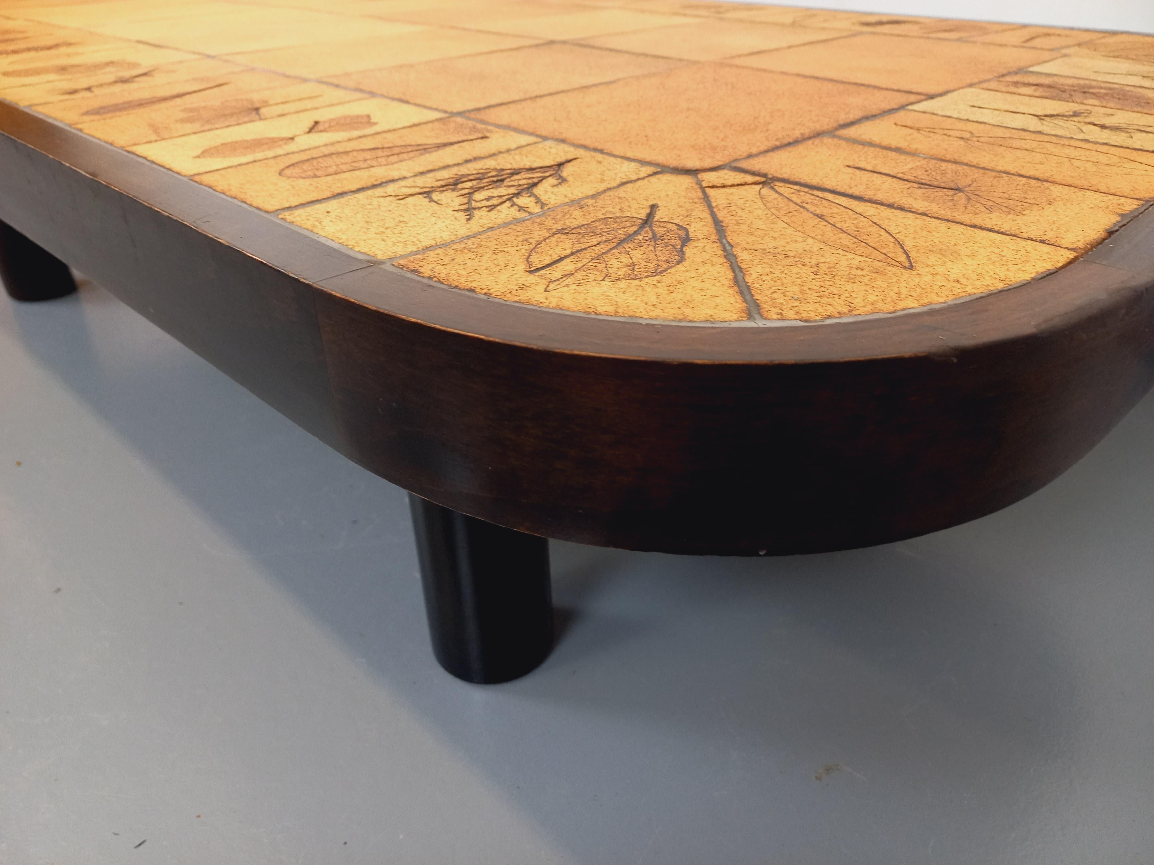 Unterer Tisch Vintage Roger Capron aus Holz und Keramik aus Vallauris im Angebot 4