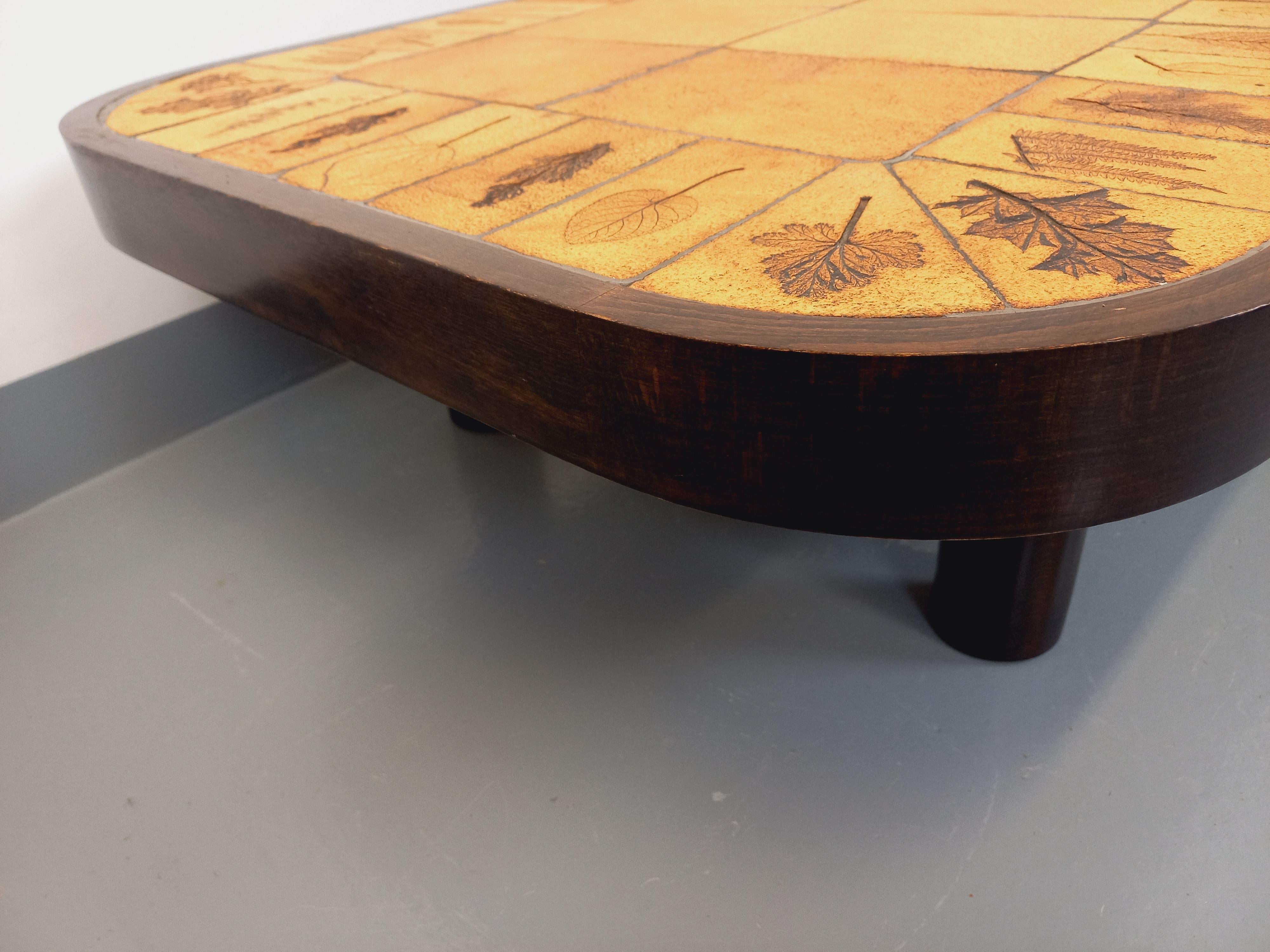 Unterer Tisch Vintage Roger Capron aus Holz und Keramik aus Vallauris im Angebot 6
