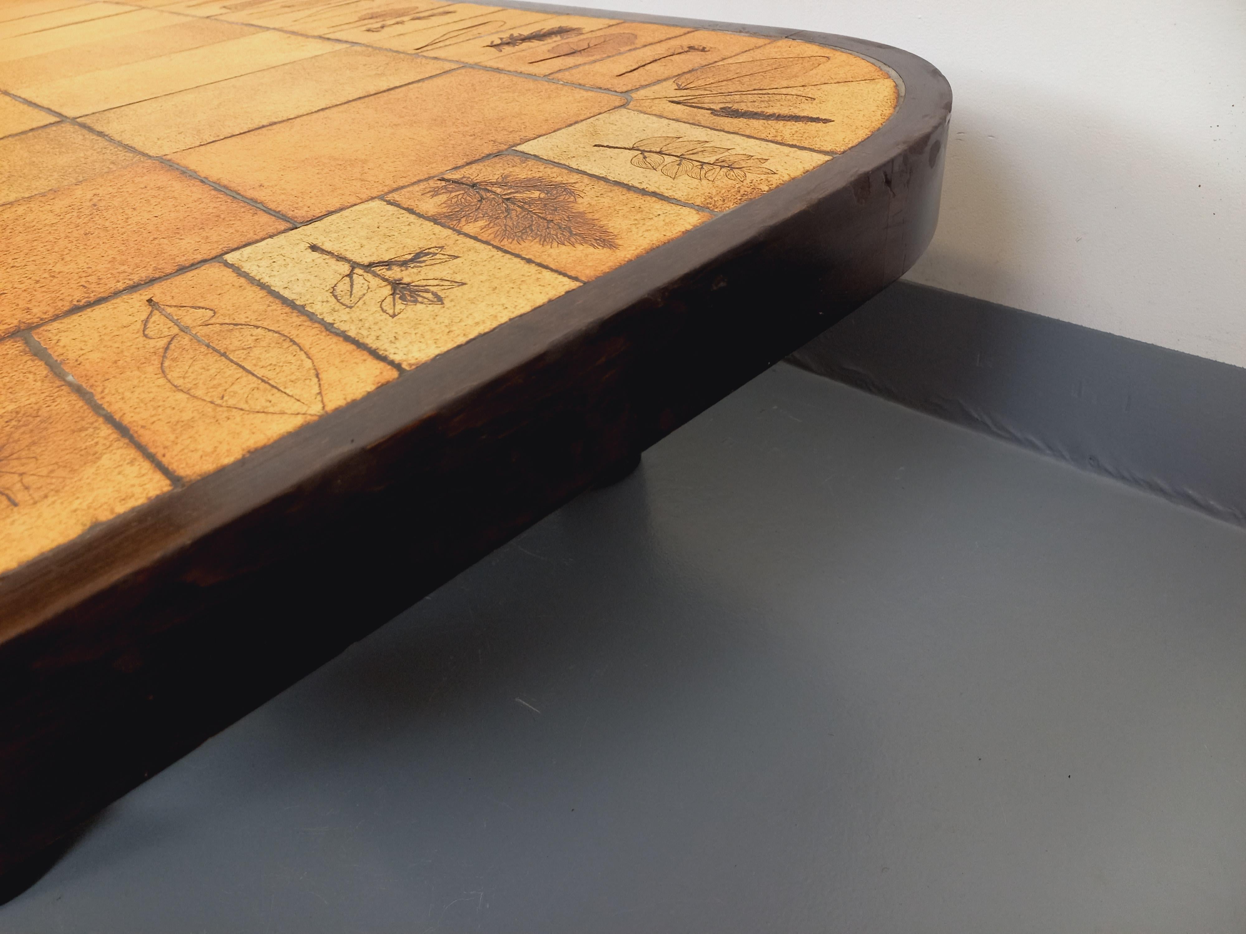 Unterer Tisch Vintage Roger Capron aus Holz und Keramik aus Vallauris im Angebot 7