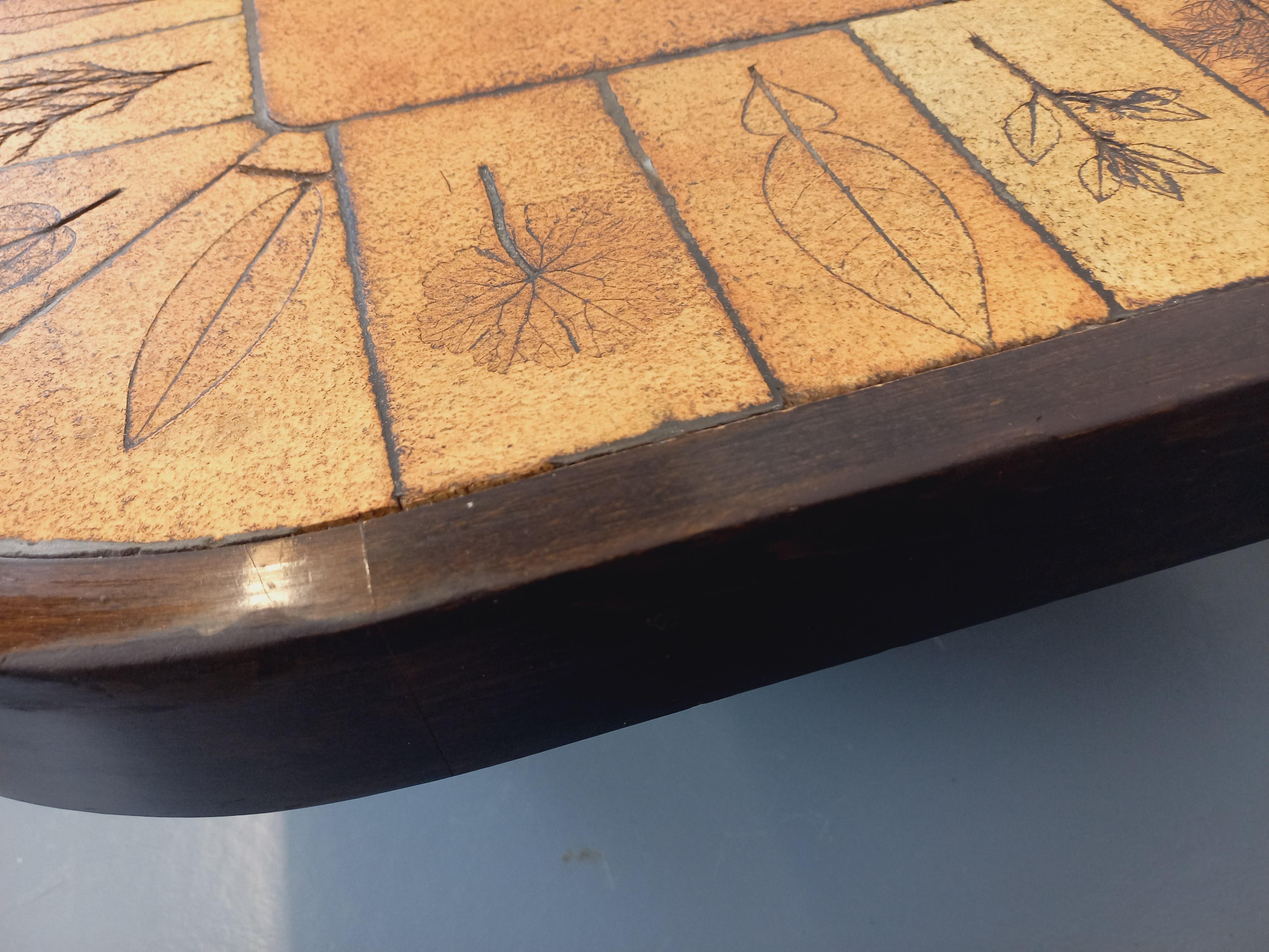 Unterer Tisch Vintage Roger Capron aus Holz und Keramik aus Vallauris im Angebot 8