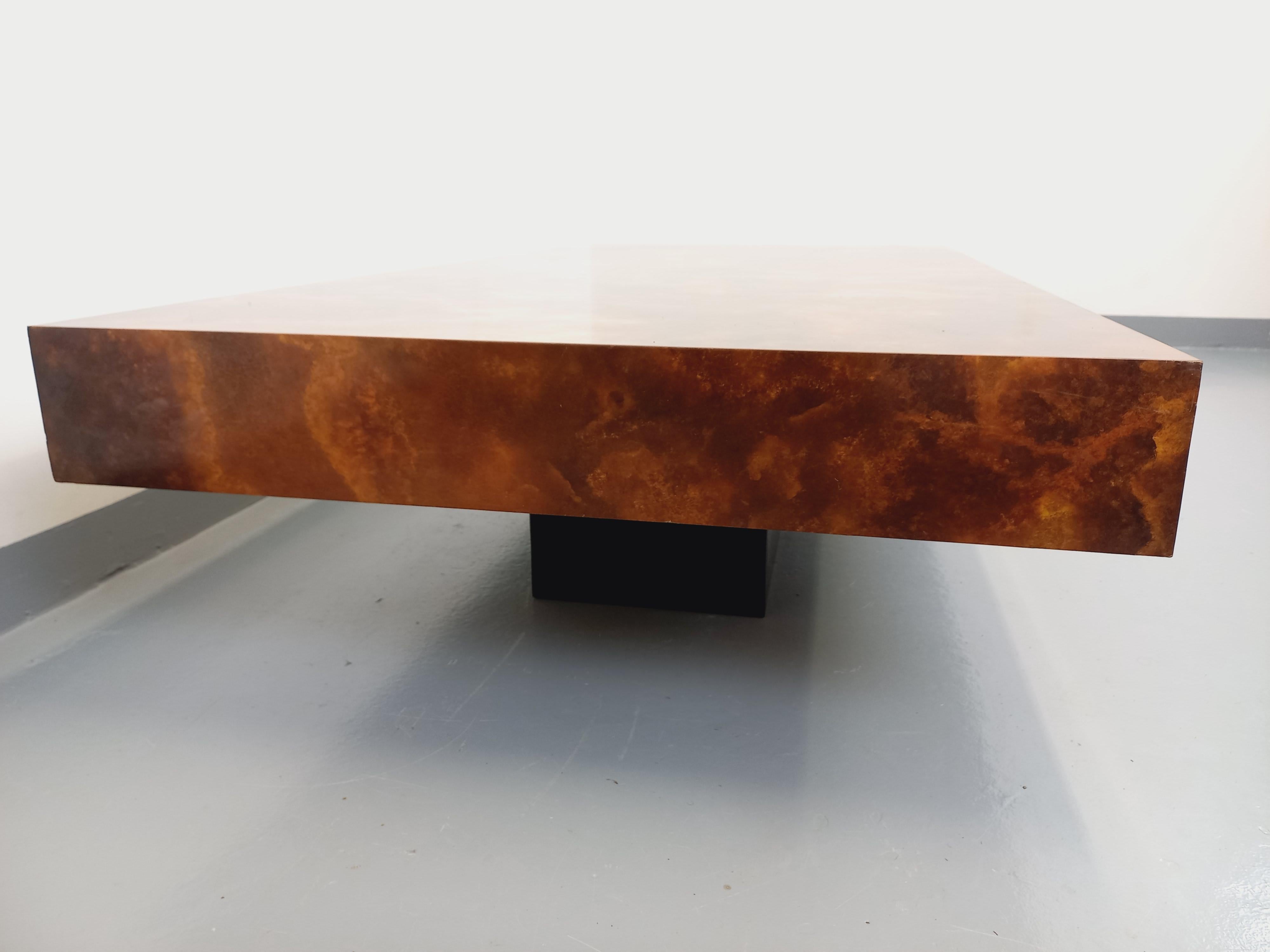 Table basse vintage Space Age style Willy Rizzo en mélaminé et bois noir 7