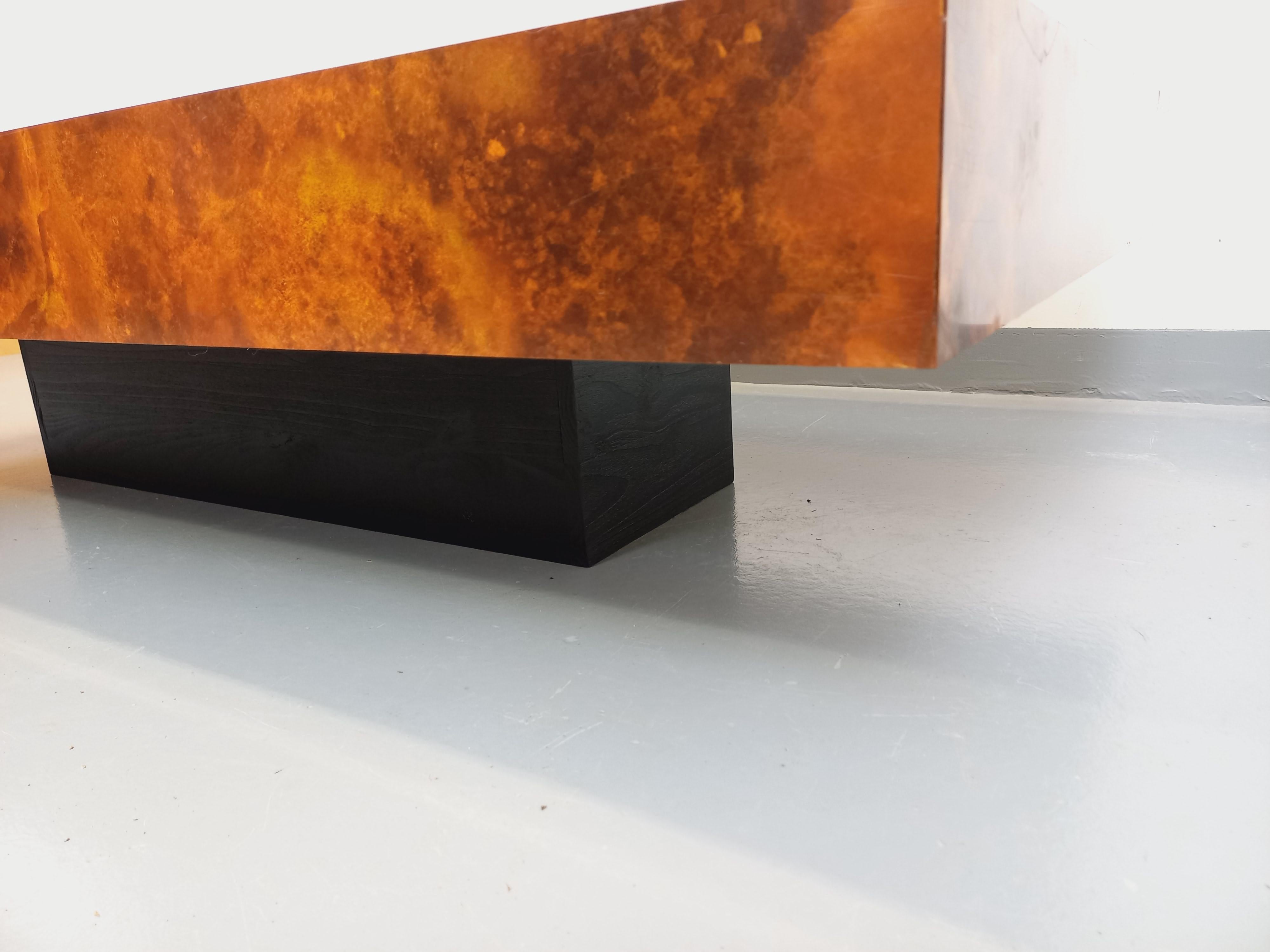 Table basse vintage Space Age style Willy Rizzo en mélaminé et bois noir 9