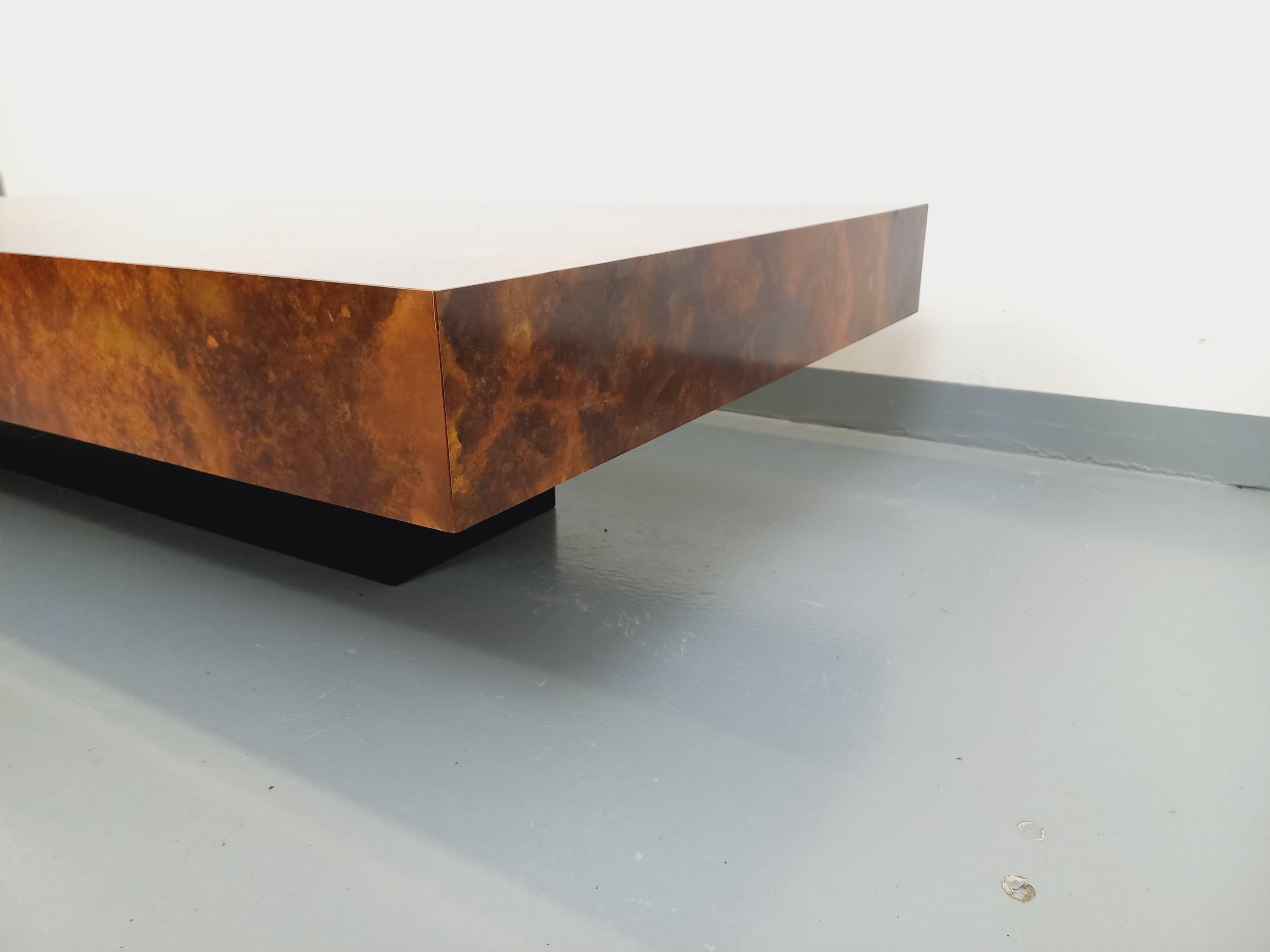 Table basse vintage Space Age style Willy Rizzo en mélaminé et bois noir (Holz)