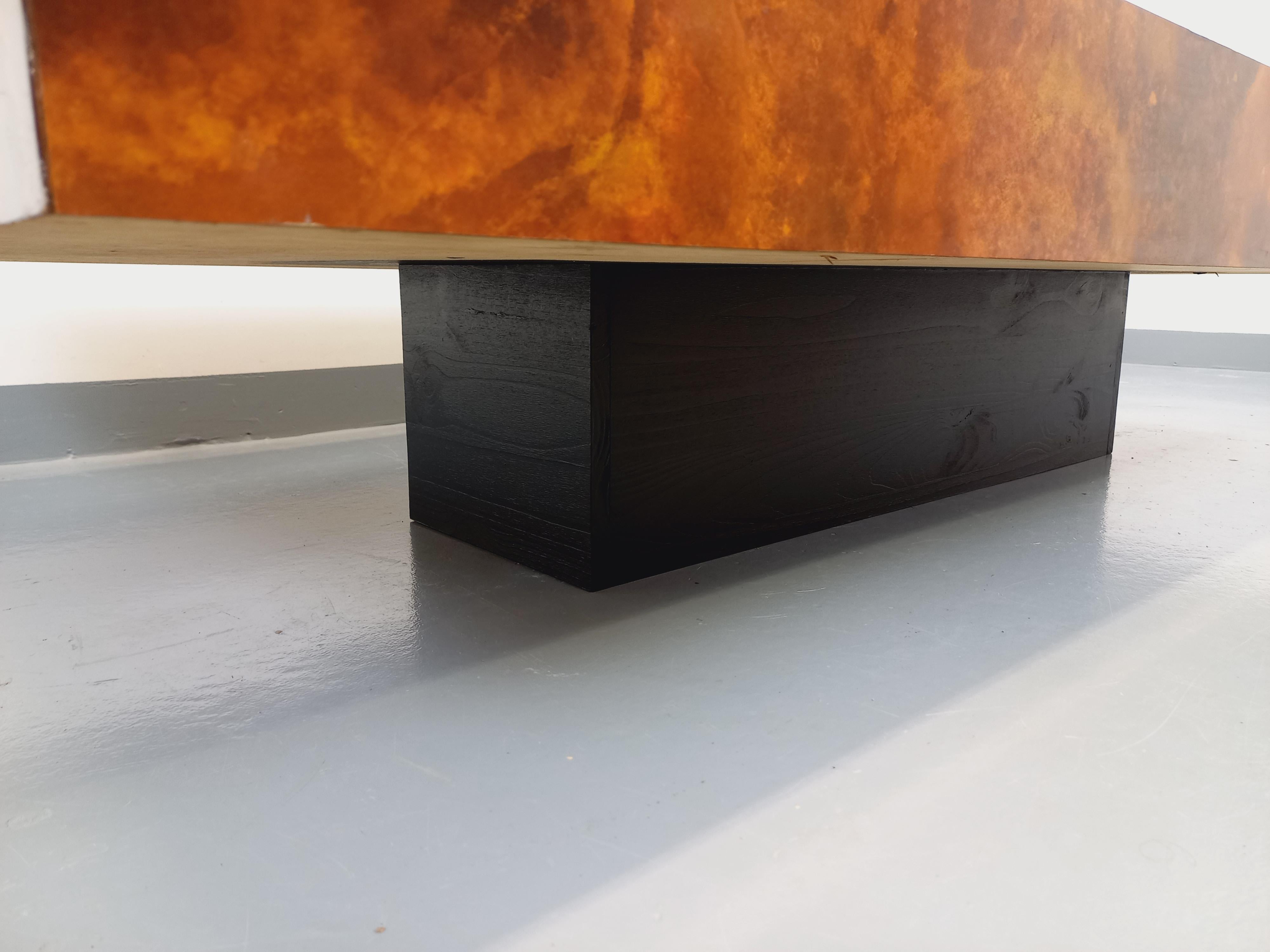 Table basse vintage Space Age style Willy Rizzo en mélaminé et bois noir 1