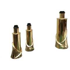 Table Lamps Bedside Lamps Brass Luciano Frigerio Italian Design 1970s Set of 3