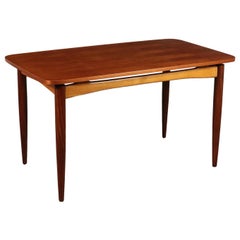 Vintage Table Beech Rosewood and Teak Veneer Italy 1960s Italian Production