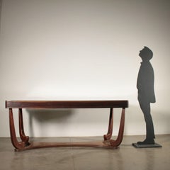 Table Beech Structure Glass Top Vintage, Italy, 1940s-1950s