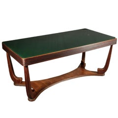 Table Beech Structure Glass Top Vintage, Italy, 1940s-1950s