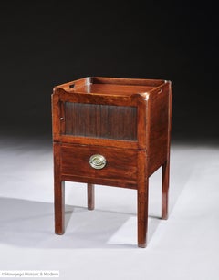 Table beside Night Fitted Commode Chippendale Tray Top Mahogany Tambour