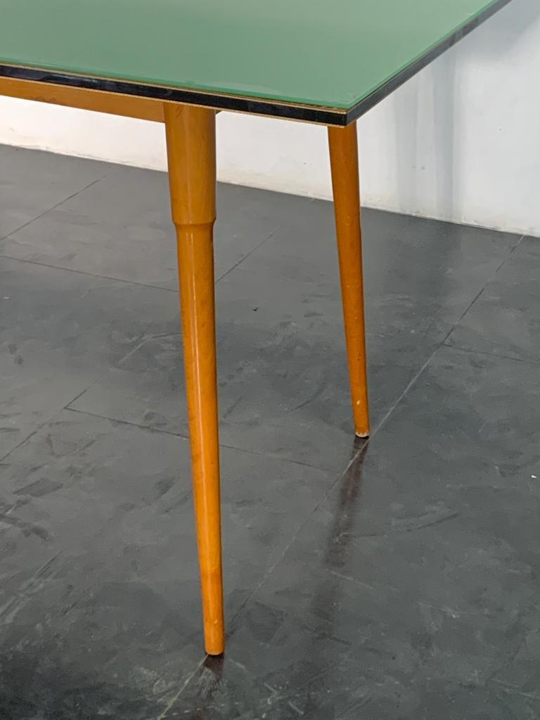 Mid-Century Modern Table Black Floor Profiled with Brass Boards, 1950s For Sale