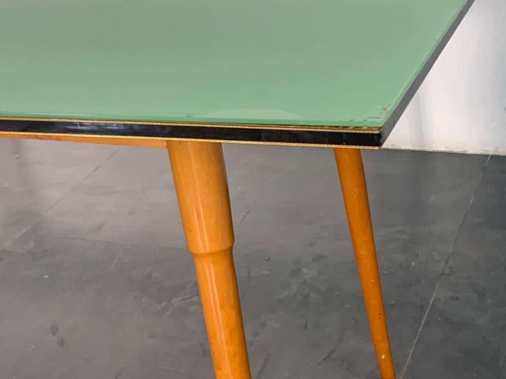 Italian Table Black Floor Profiled with Brass Boards, 1950s For Sale