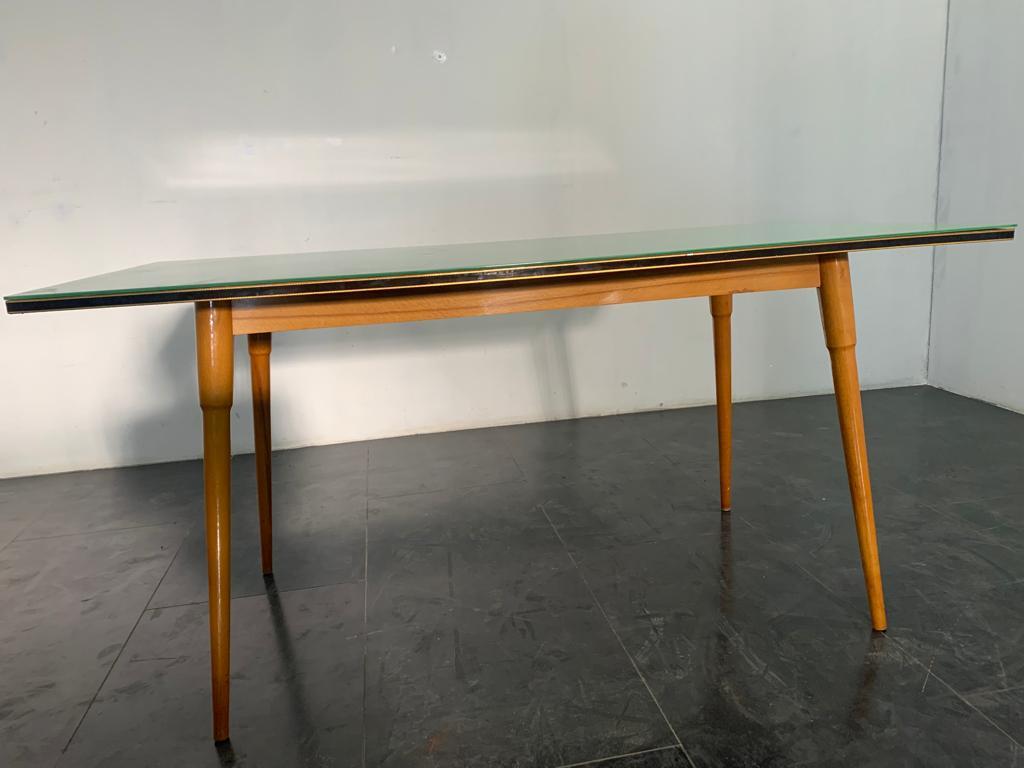 Table Black Floor Profiled with Brass Boards, 1950s For Sale 1