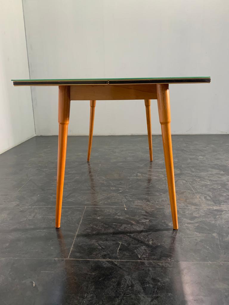 Table Black Floor Profiled with Brass Boards, 1950s For Sale 3