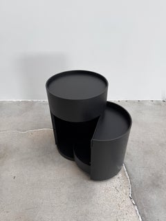 Table, Black Sculptural Oak, Accent Table Design, Curved Cylindrical Form, Italy
