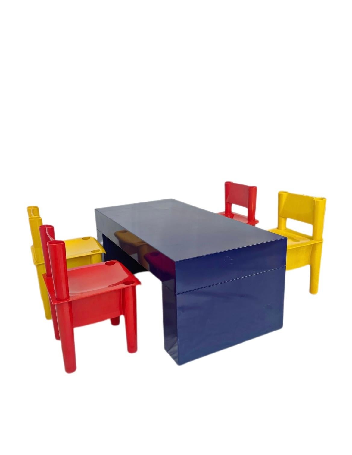 Austrian Table/ Blue bench in the style of Massimo Vignelli for Heller circa 2010 For Sale