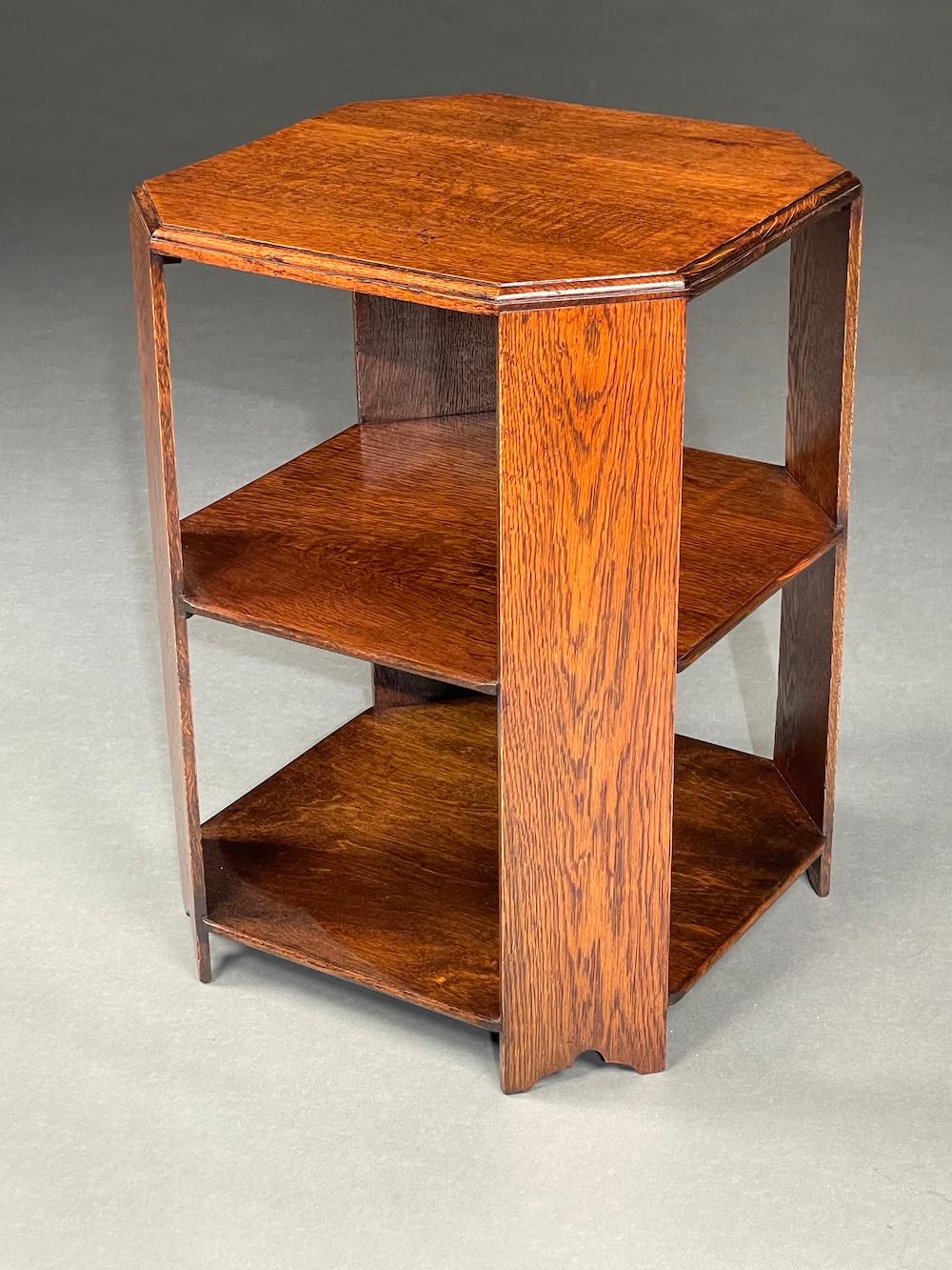 Arts and Crafts Table Book End Bookcase Center Arts & Crafts Two Tier Heals Oak Small Octagonal