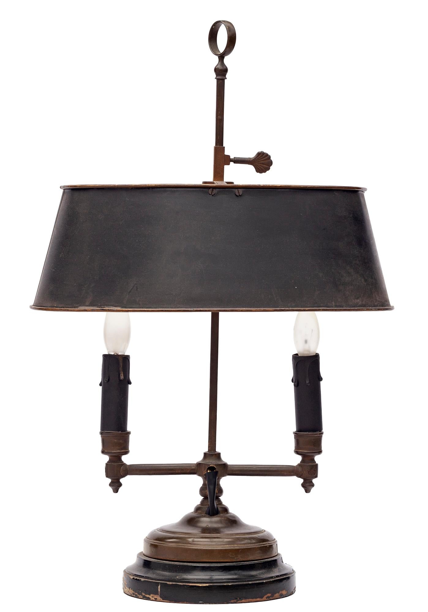 Tisch-Tisch-Bouillotte-Lampe mit Metallschirm (Frühviktorianisch) im Angebot