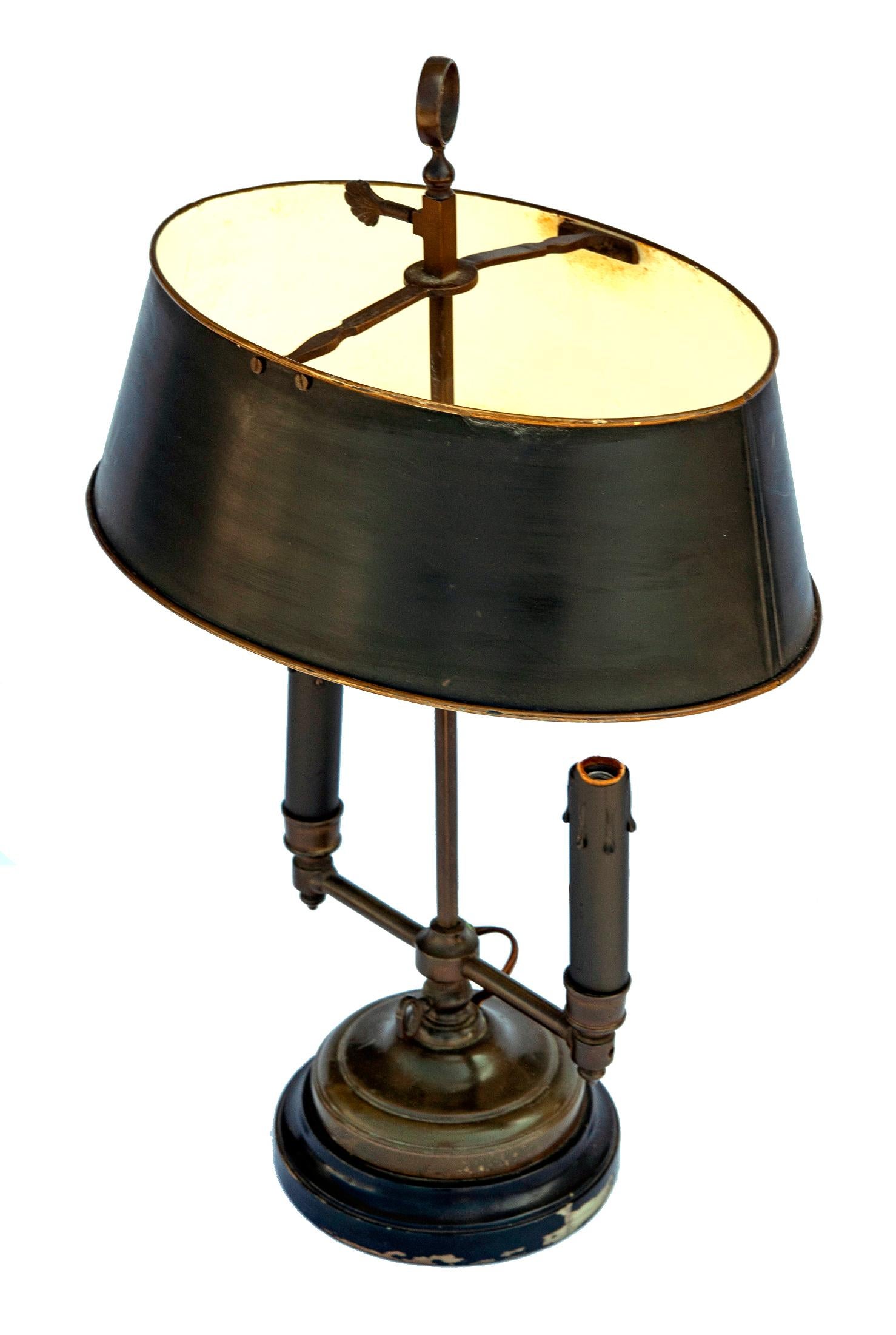 Tisch-Tisch-Bouillotte-Lampe mit Metallschirm im Angebot 3