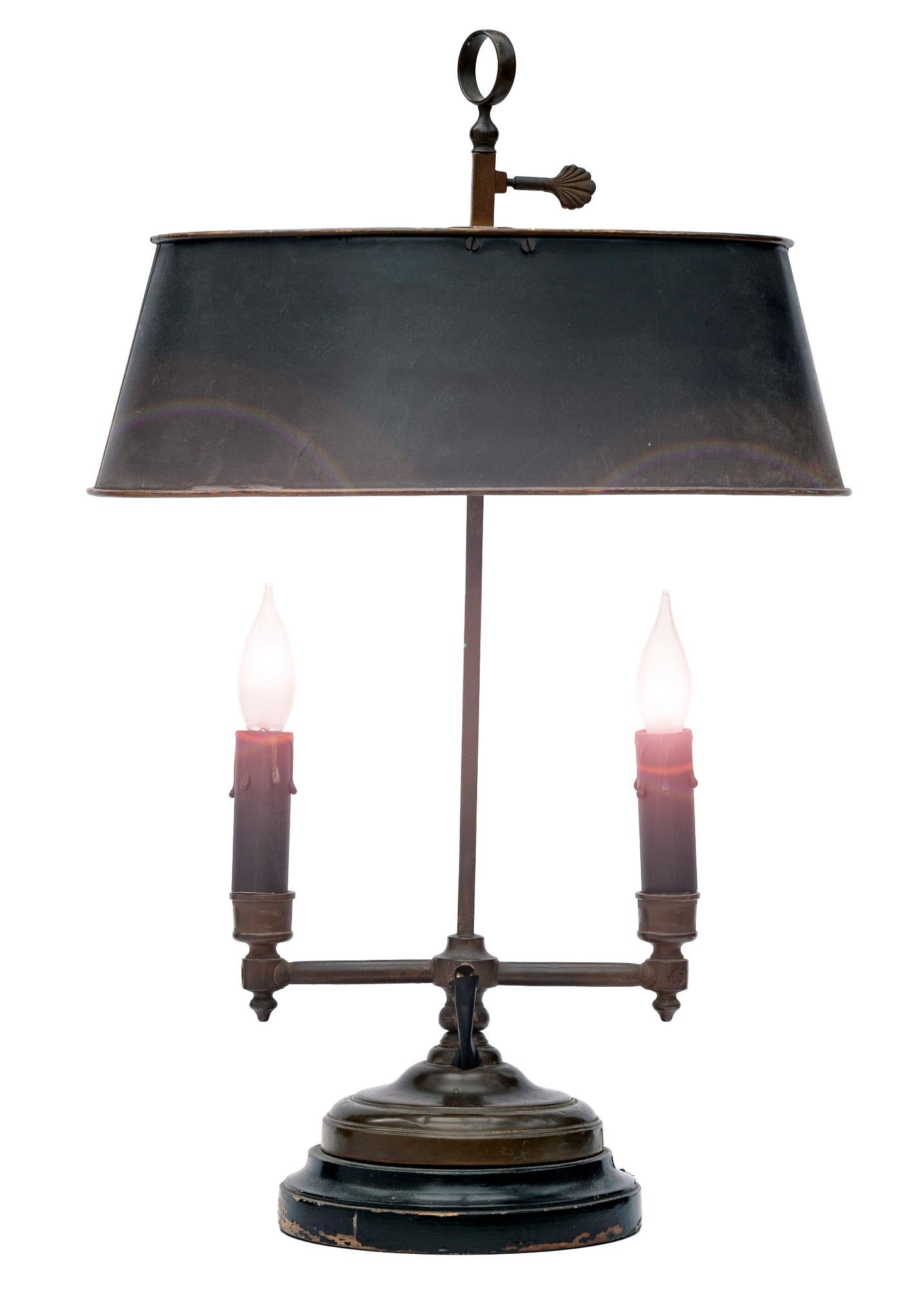 Metalwork Table Bouillotte Lamp with Metal Shade For Sale
