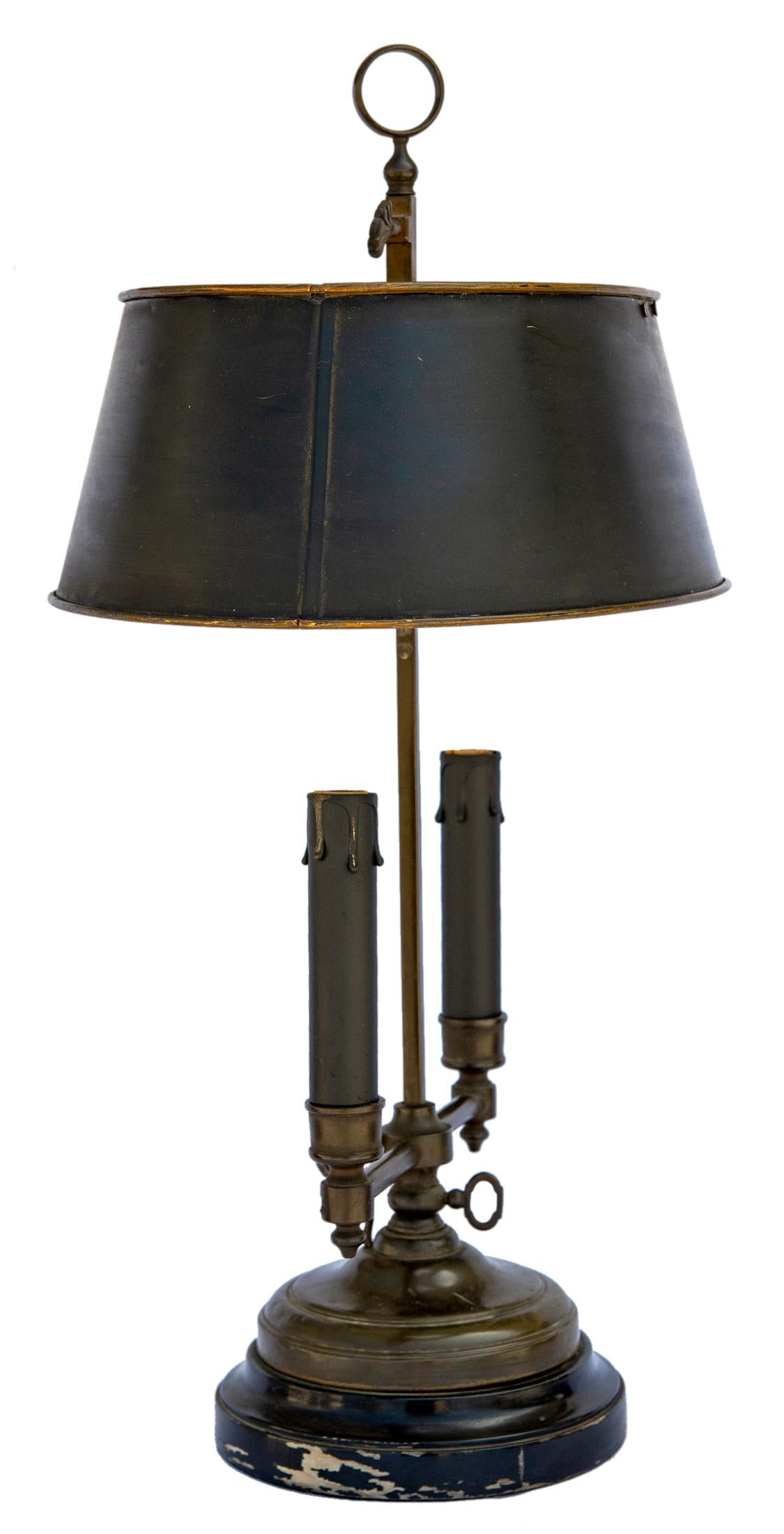 Table Bouillotte Lamp with Metal Shade For Sale 4