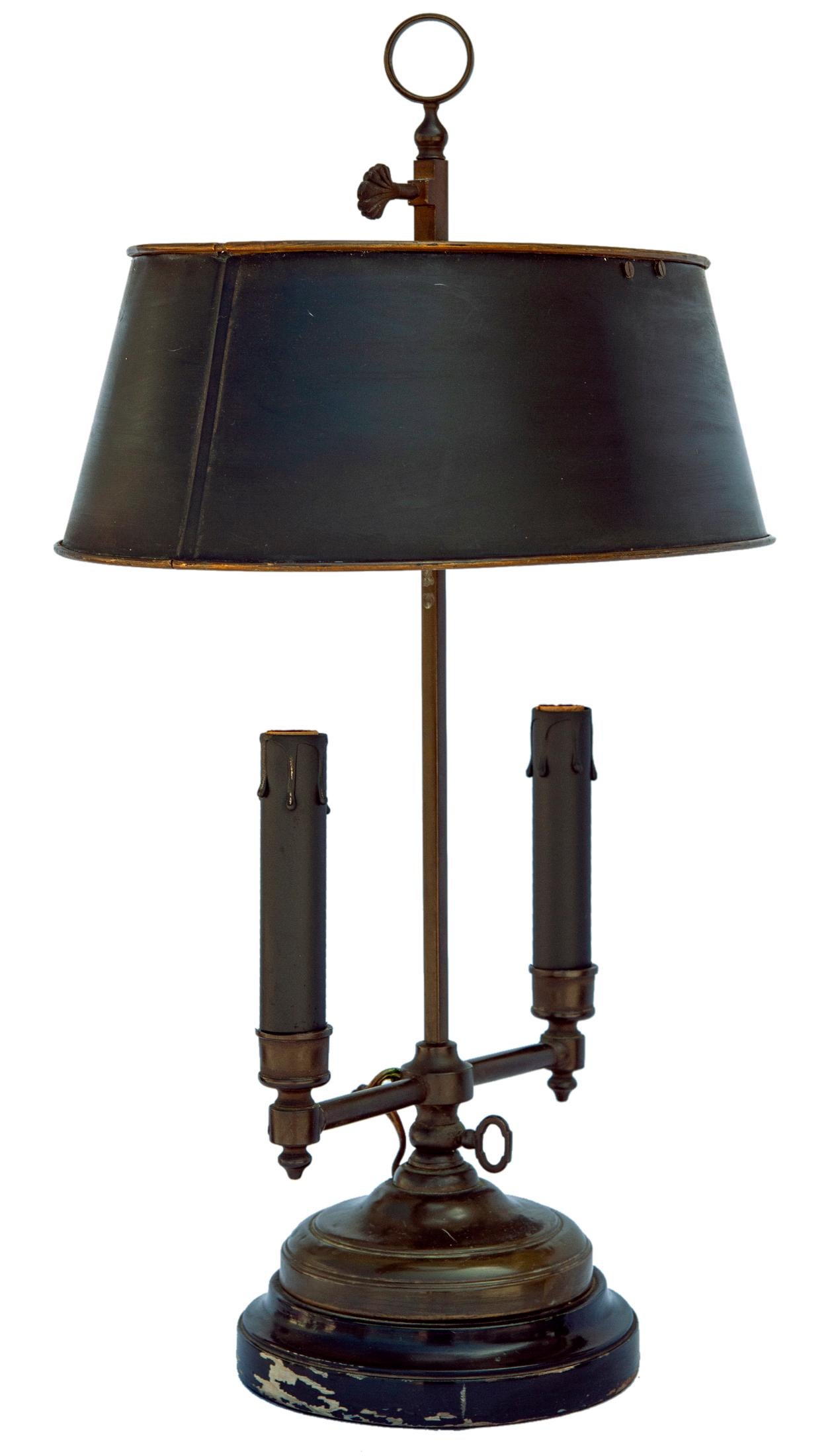 Tisch-Tisch-Bouillotte-Lampe mit Metallschirm im Angebot 6