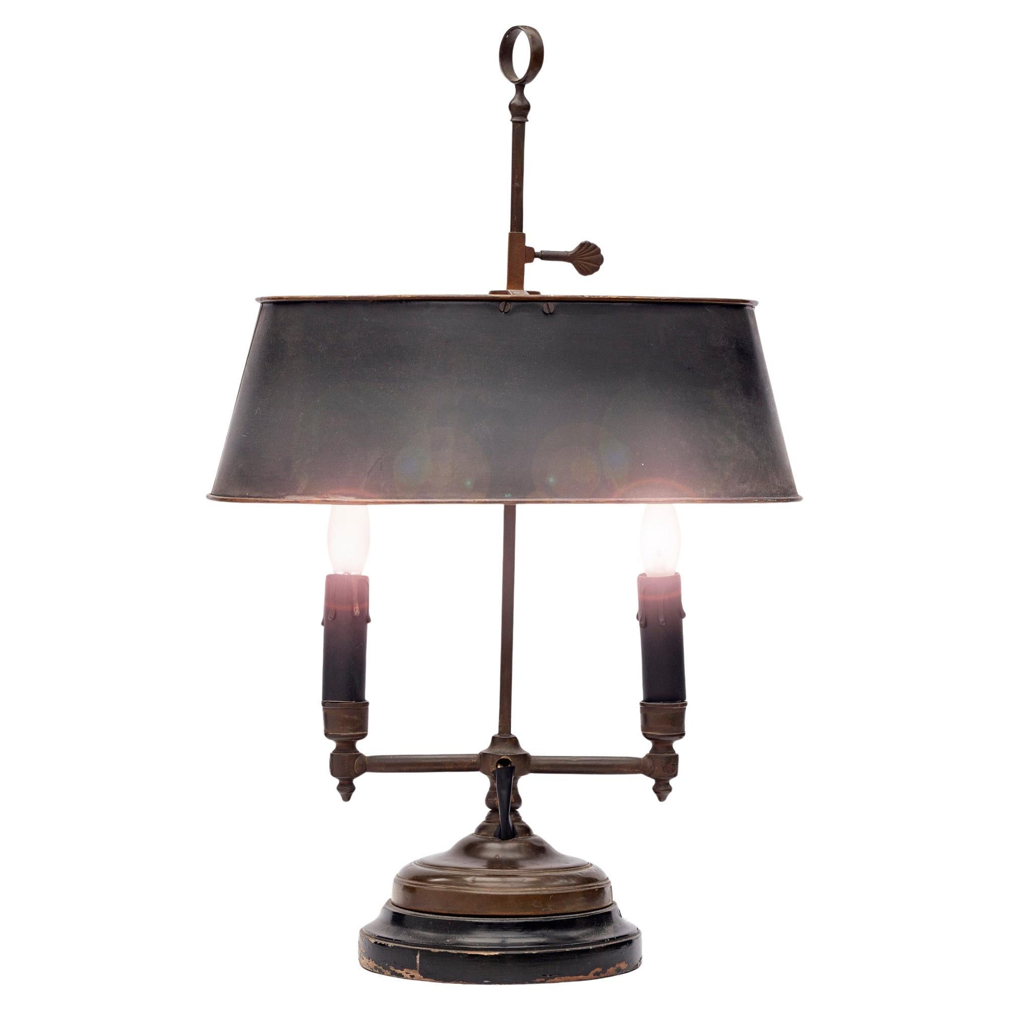 Tisch-Tisch-Bouillotte-Lampe mit Metallschirm im Angebot