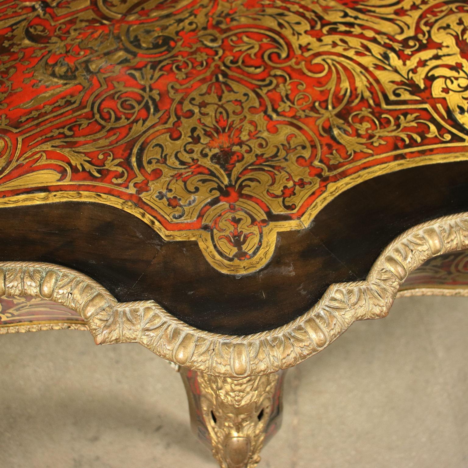 Table Boulle Style Gilded Bronze France Late 19th Century In Fair Condition In Milano, IT