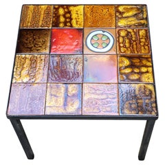 Table bout de canapé Roche Bobois en céramique Francaise émaillée 1970 Vintage