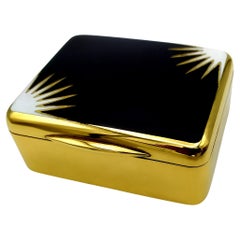 Table Box Art Deco Black and White Enamel Salimbeni