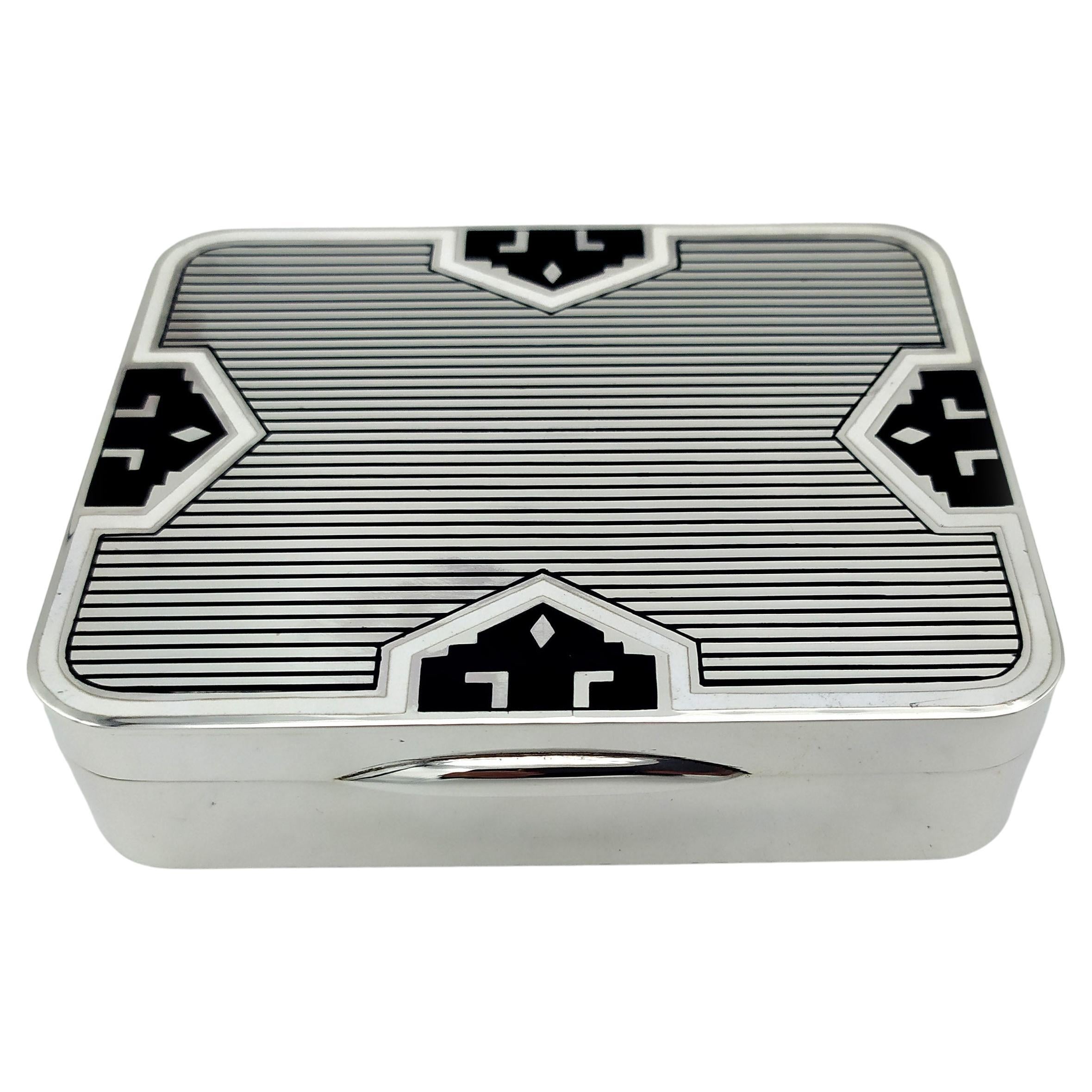 Table Box Art Deco Style Inspired by Louis Cartier Sterling Silver Salimbeni