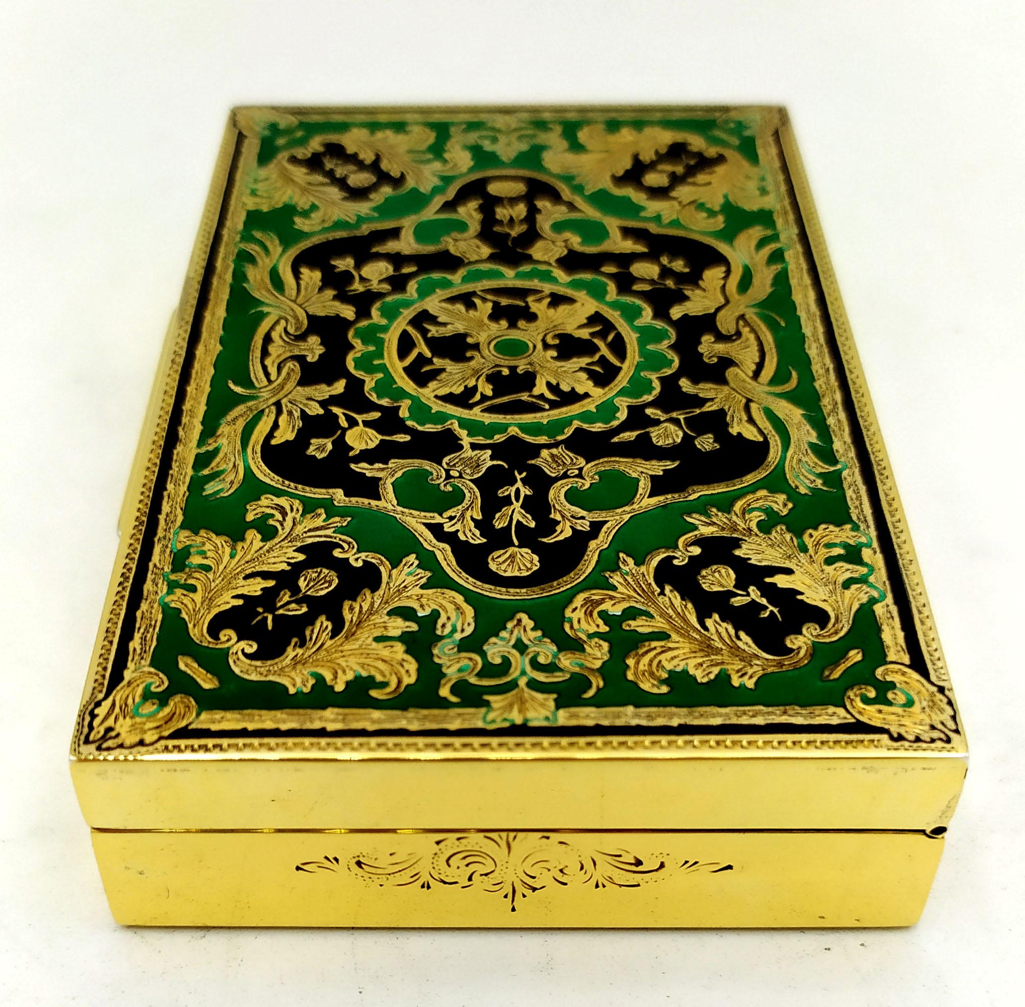 Table Box Baroque style with two-tone fired enamels Sterling Silver Salimbeni In Excellent Condition For Sale In Firenze, FI