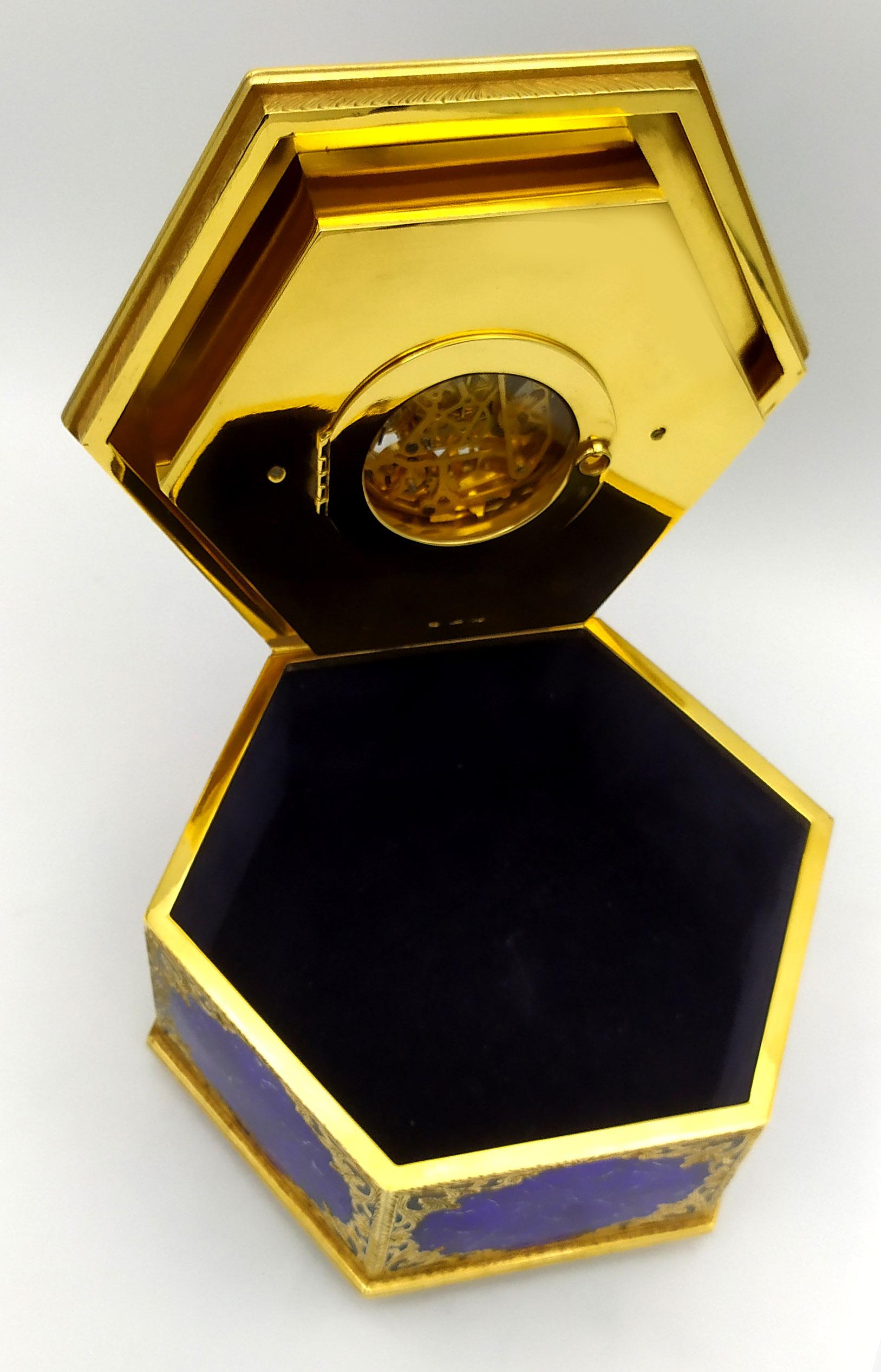 Napoleon III Table Box Clock Swiss mechanical skeletal movement on the lid Salimbeni For Sale