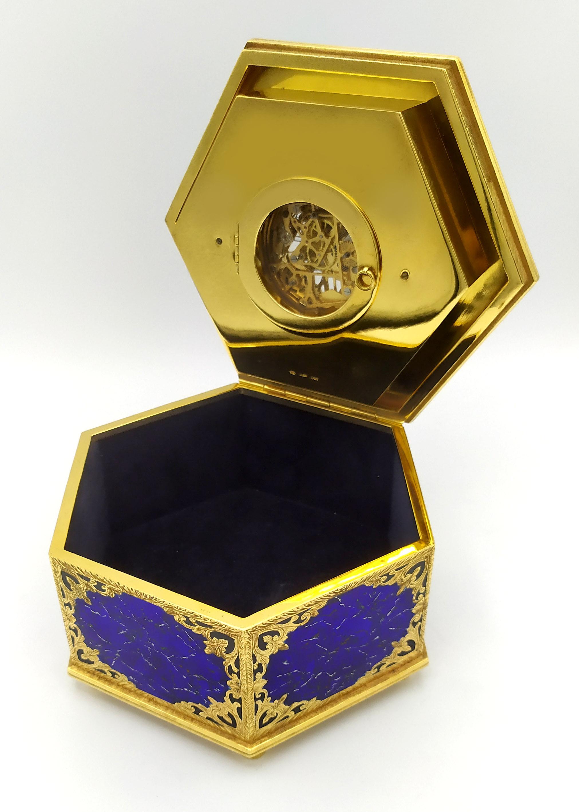 Table Box Clock Swiss mechanical skeletal movement on the lid Salimbeni In Excellent Condition For Sale In Firenze, FI